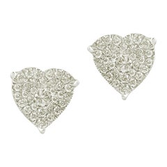 1/2 Carat Certified Round Diamond Heart Earring in 14 Karat White Gold