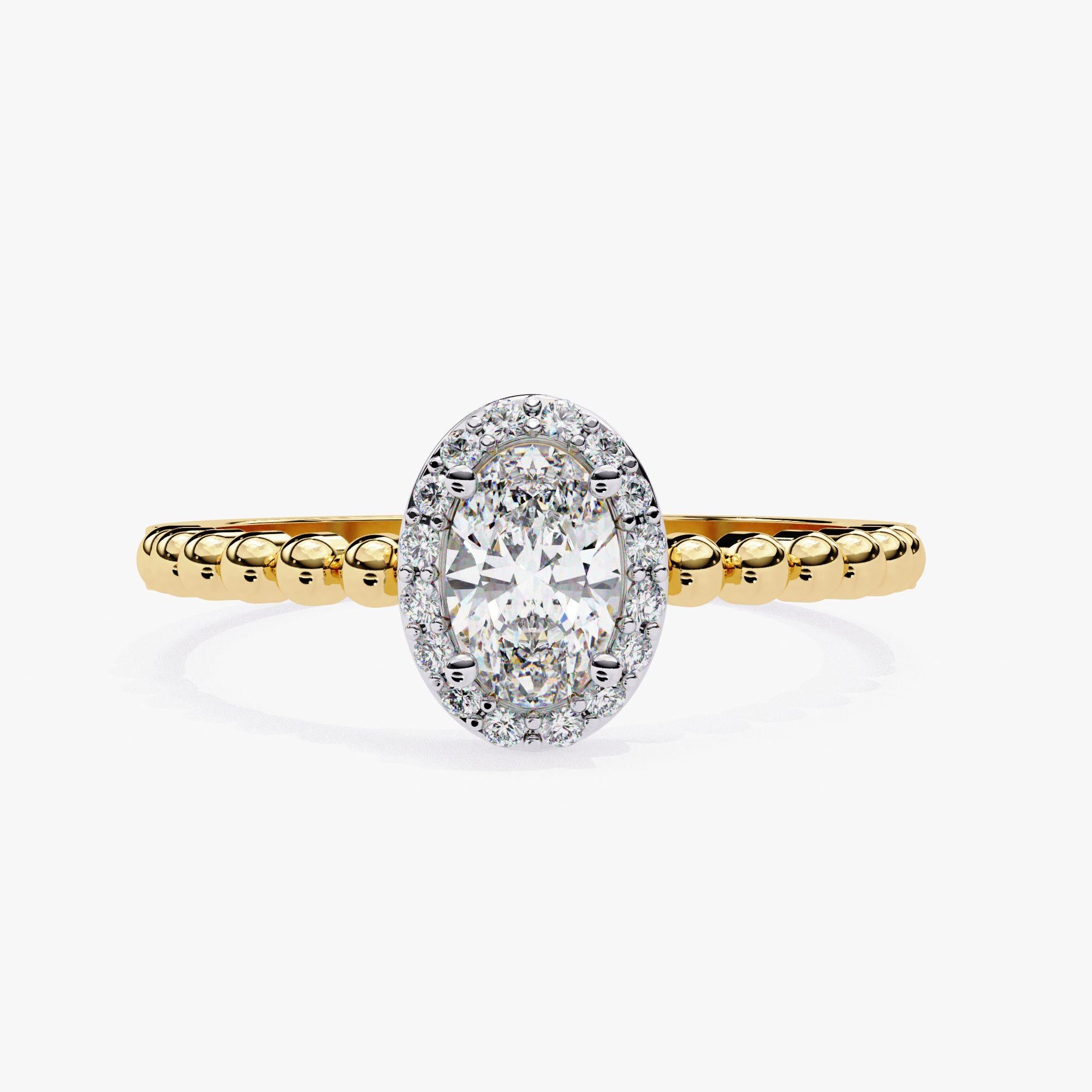 FEATURES
• Gold Kt: 14K
• Diamond Type: Natural Diamond
• Total CTW: 0.50 ctw
• Diamond Cut: Oval, Round
• Total CTW: 0.50 ctw 
• Total Number of Stones: 17 pcs
• Center Diamond: Oval
• Center Diamond CTW: 0.40ct
• Diamond Color: SI
• Diamond