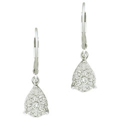 1/2 Carat Round 
Baguette Certified Diamond Dangle Earring in 14 Karat White