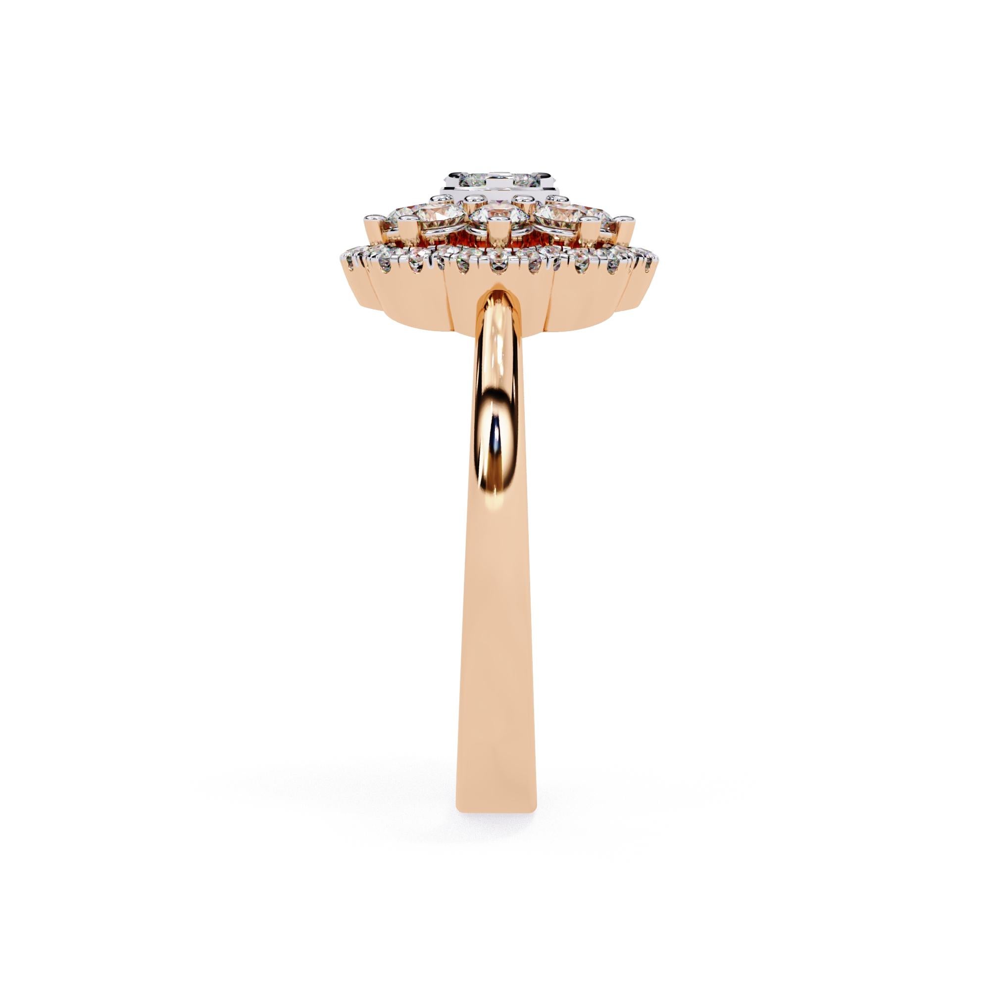 1/2 Ctw Round Floral Cluster Diamond Ring, 14K Solid Gold, SI GH For Sale 5