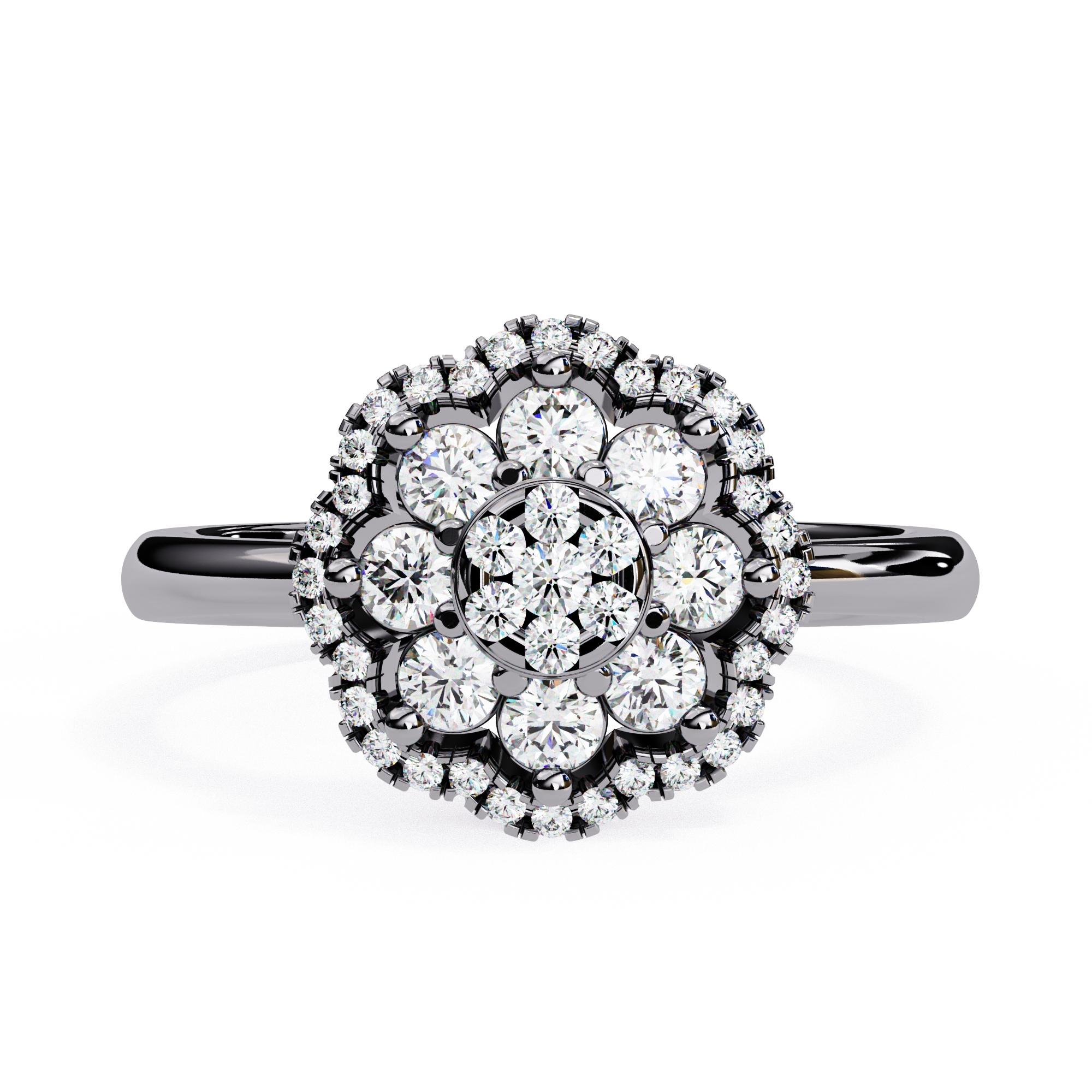 1/2 Ctw Round Floral Cluster Diamond Ring, 14K Solid Gold, SI GH For Sale 6