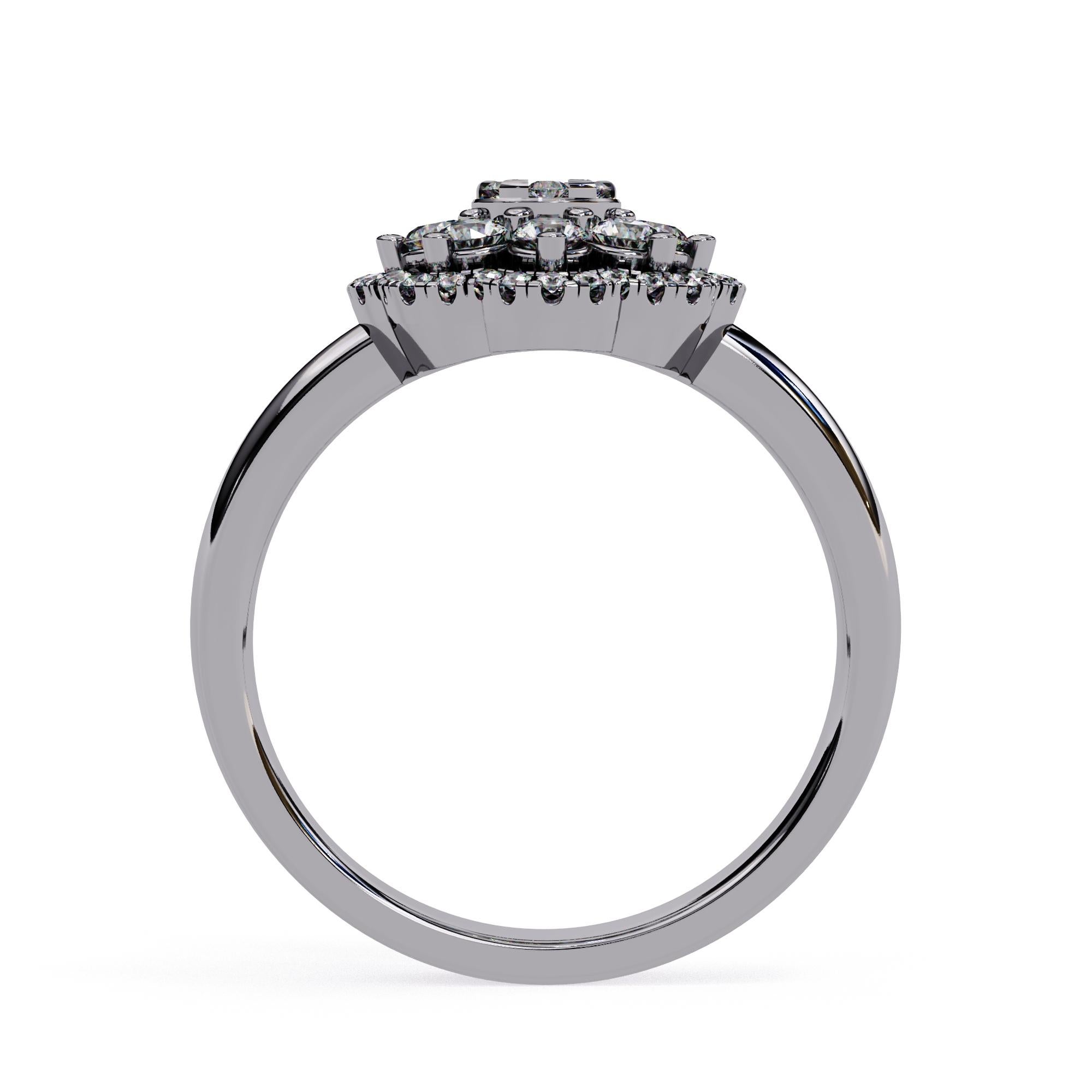 1/2 Ctw Round Floral Cluster Diamond Ring, 14K Solid Gold, SI GH For Sale 8