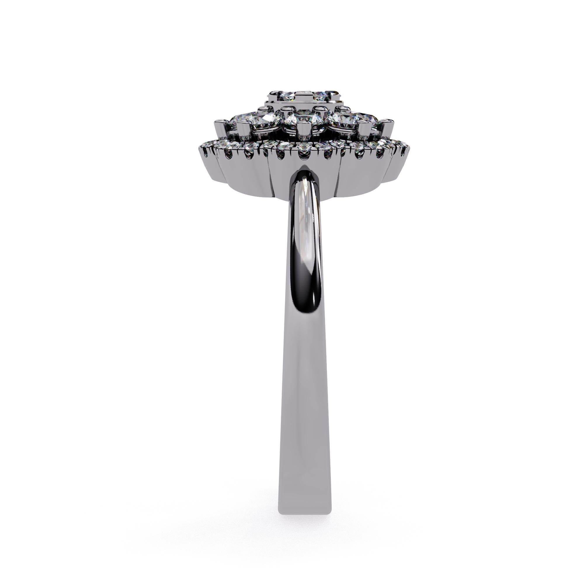 1/2 Ctw Round Floral Cluster Diamond Ring, 14K Solid Gold, SI GH For Sale 9