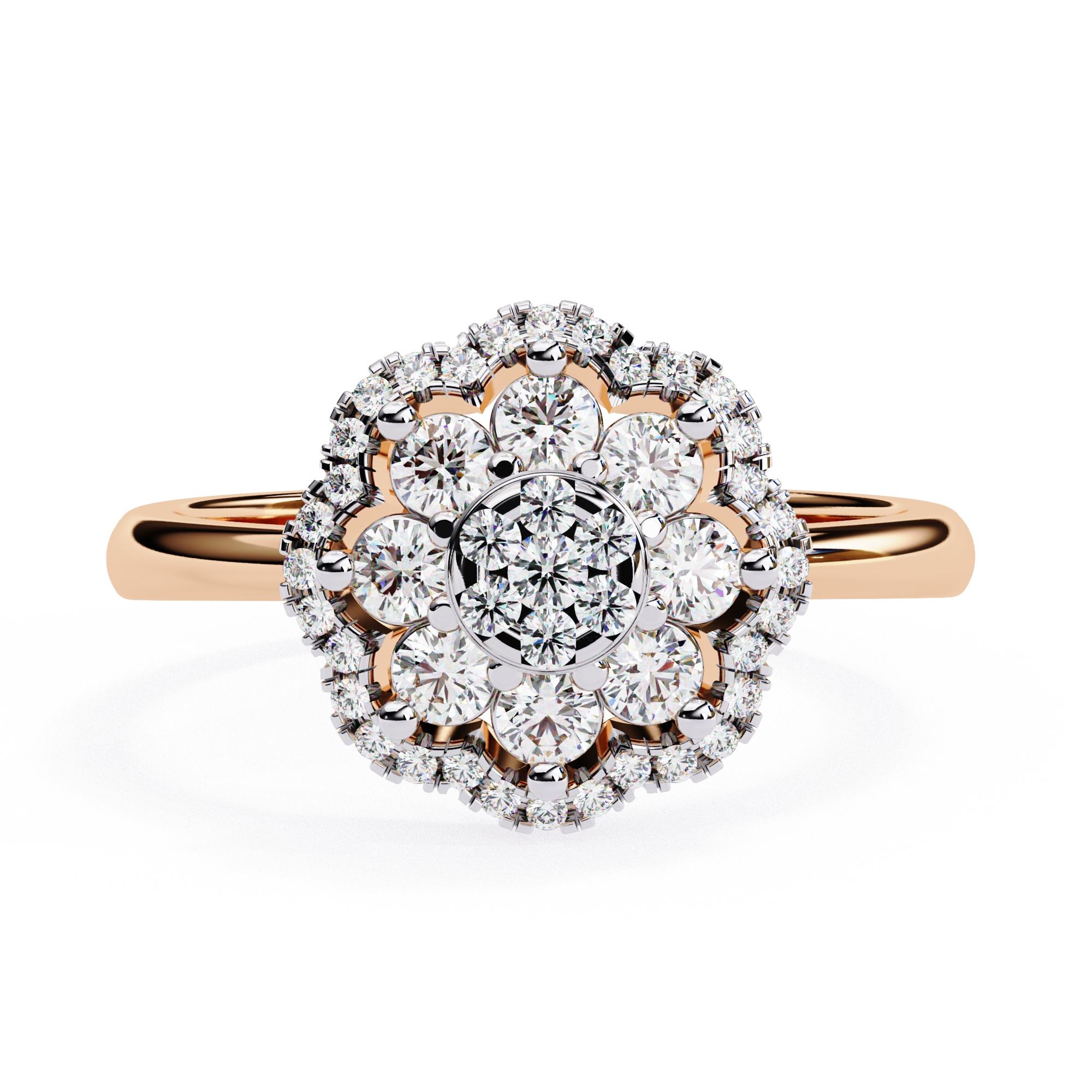 1/2 Ctw Round Floral Cluster Diamond Ring, 14K Solid Gold, SI GH For Sale 3