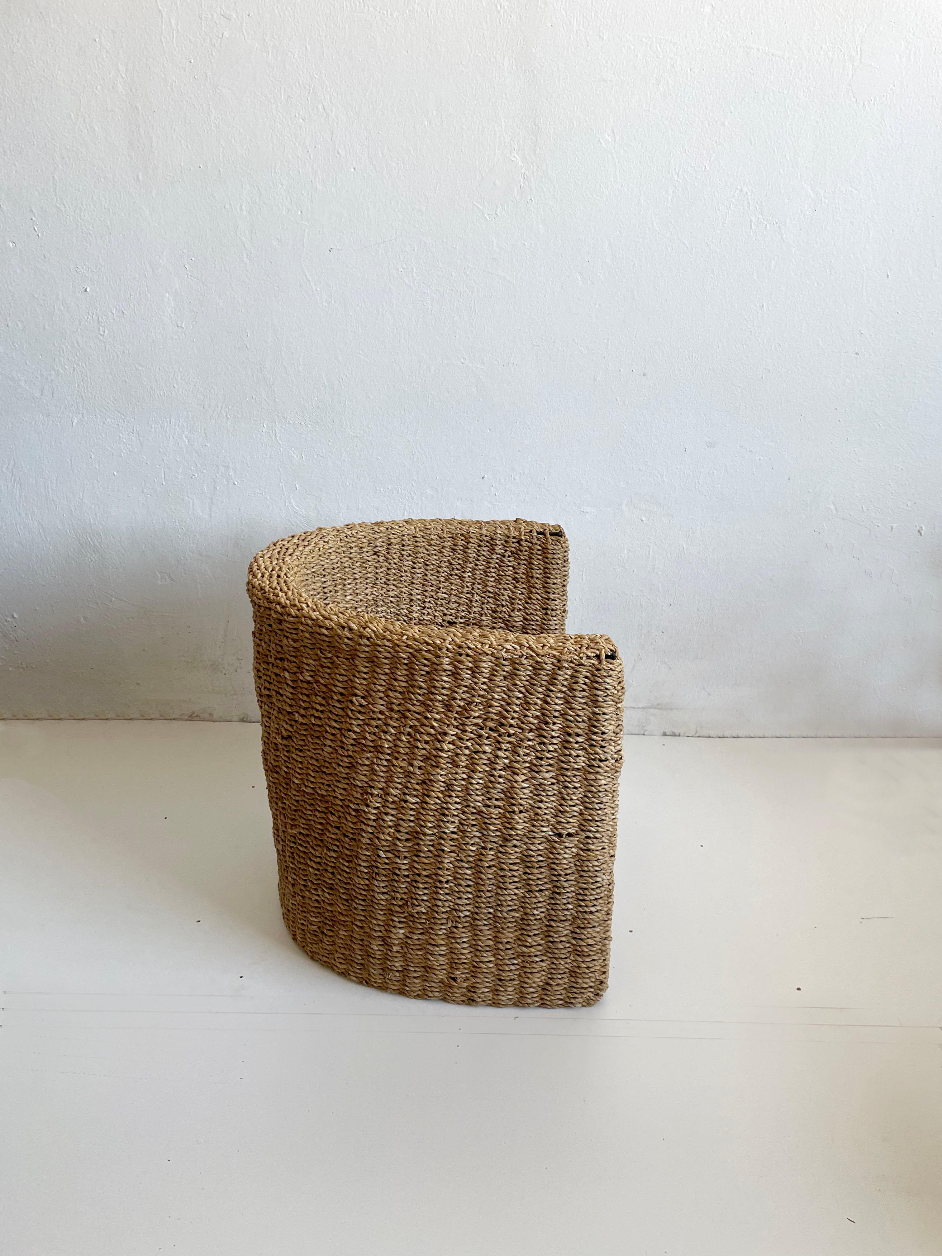 Handwoven Barrel Back Banana Leaf Armchair, c 1970s-1980s 3