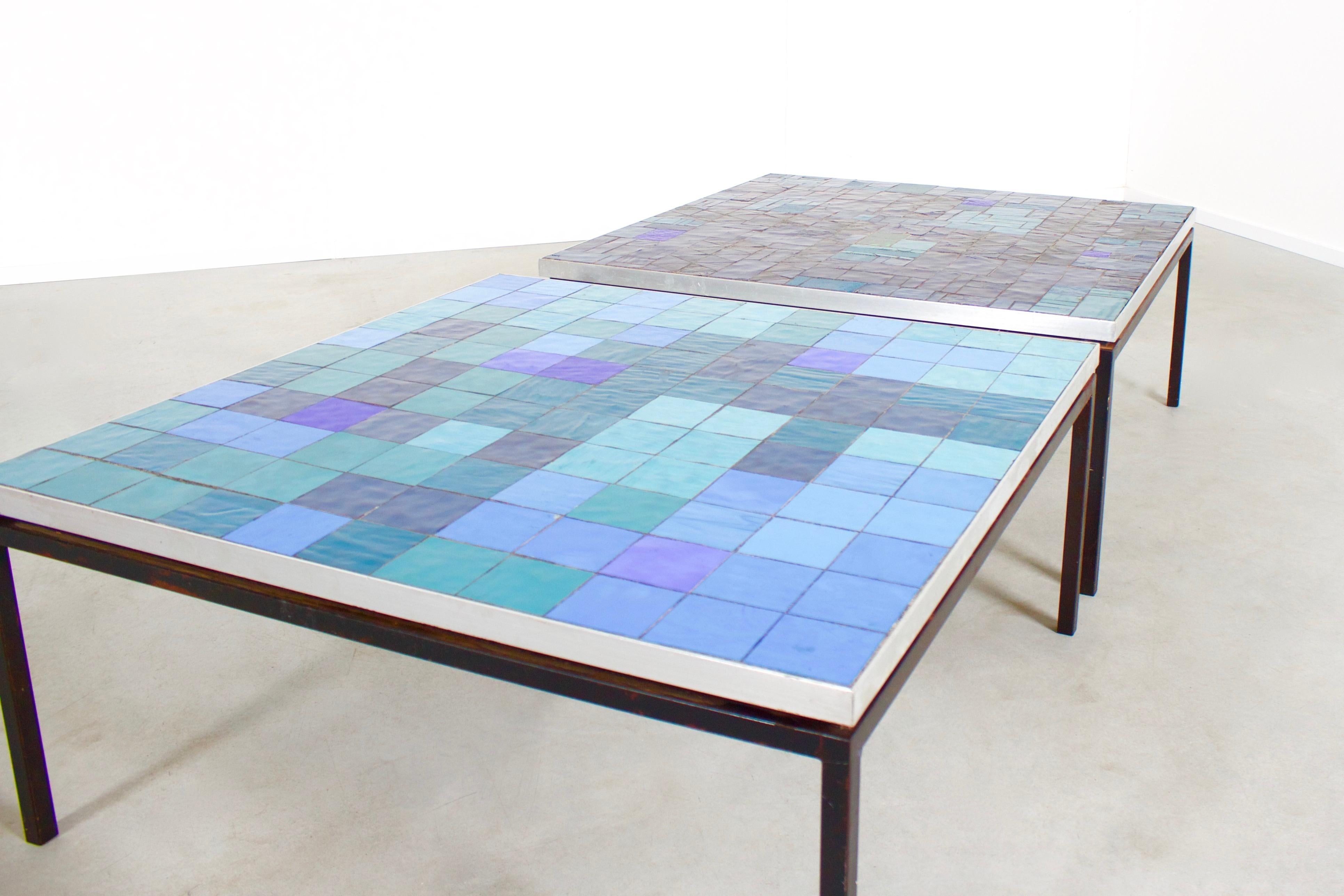 Mid-Century Modern 1/2 Table basse impressionnante en mosaïque par Berthold Müller:: années 1960 en vente