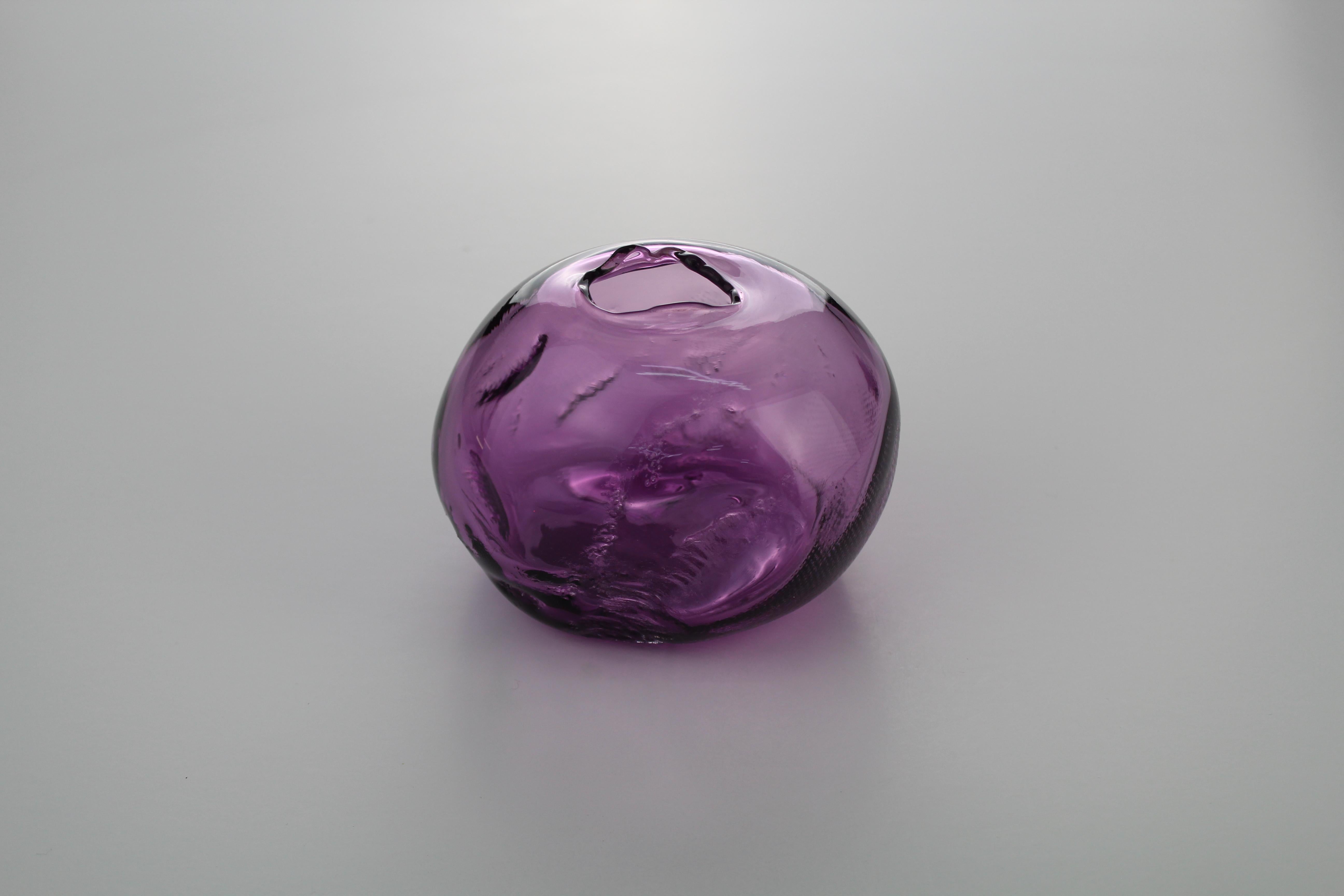 Swedish 1/2 Ltr Forms, Amethyst Reddish, Handmade Glass Object by Vogel Studio For Sale