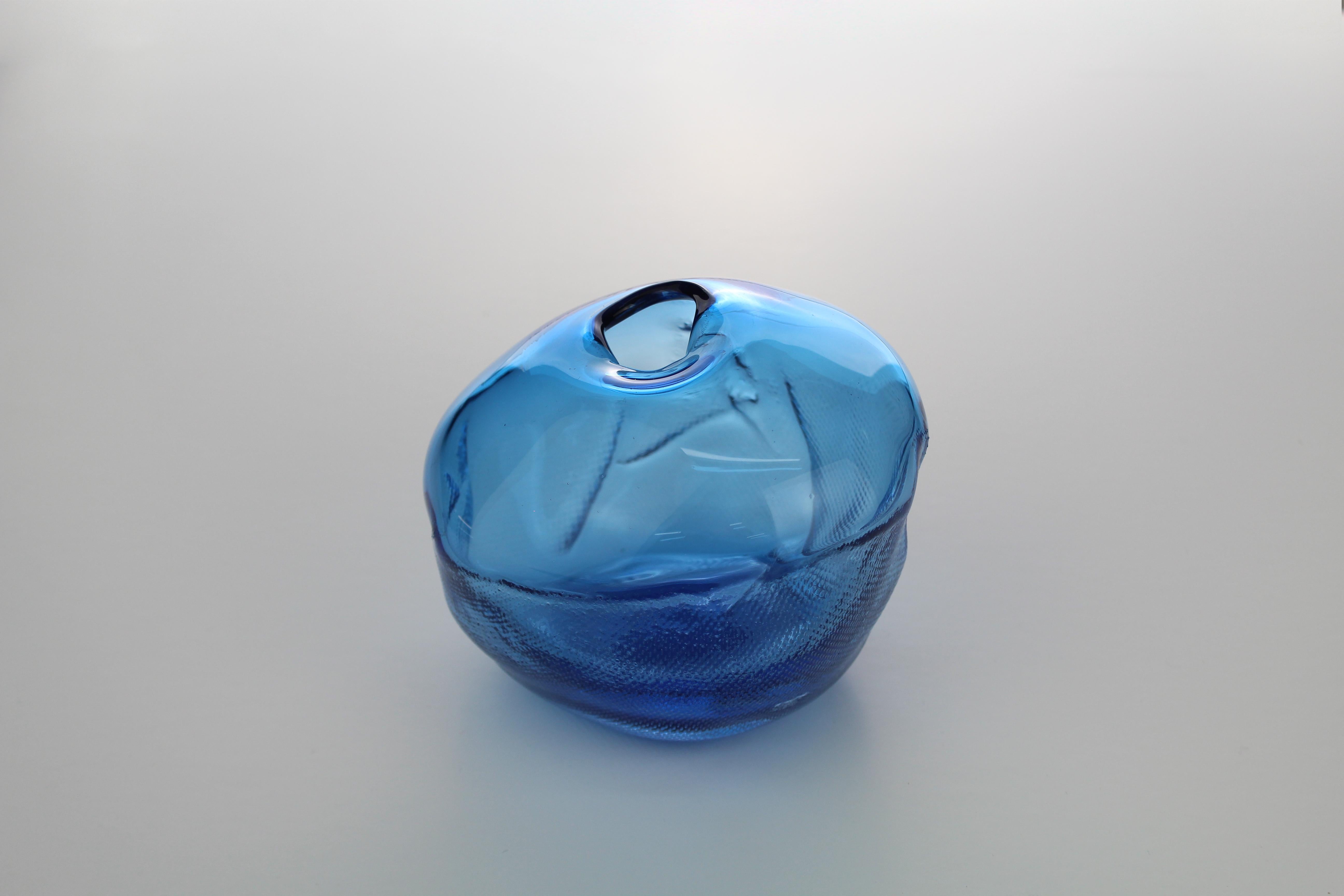 Swedish 1/2 Ltr Forms, Aquamarine Blue, Handmade Glass Object by Vogel Studio For Sale