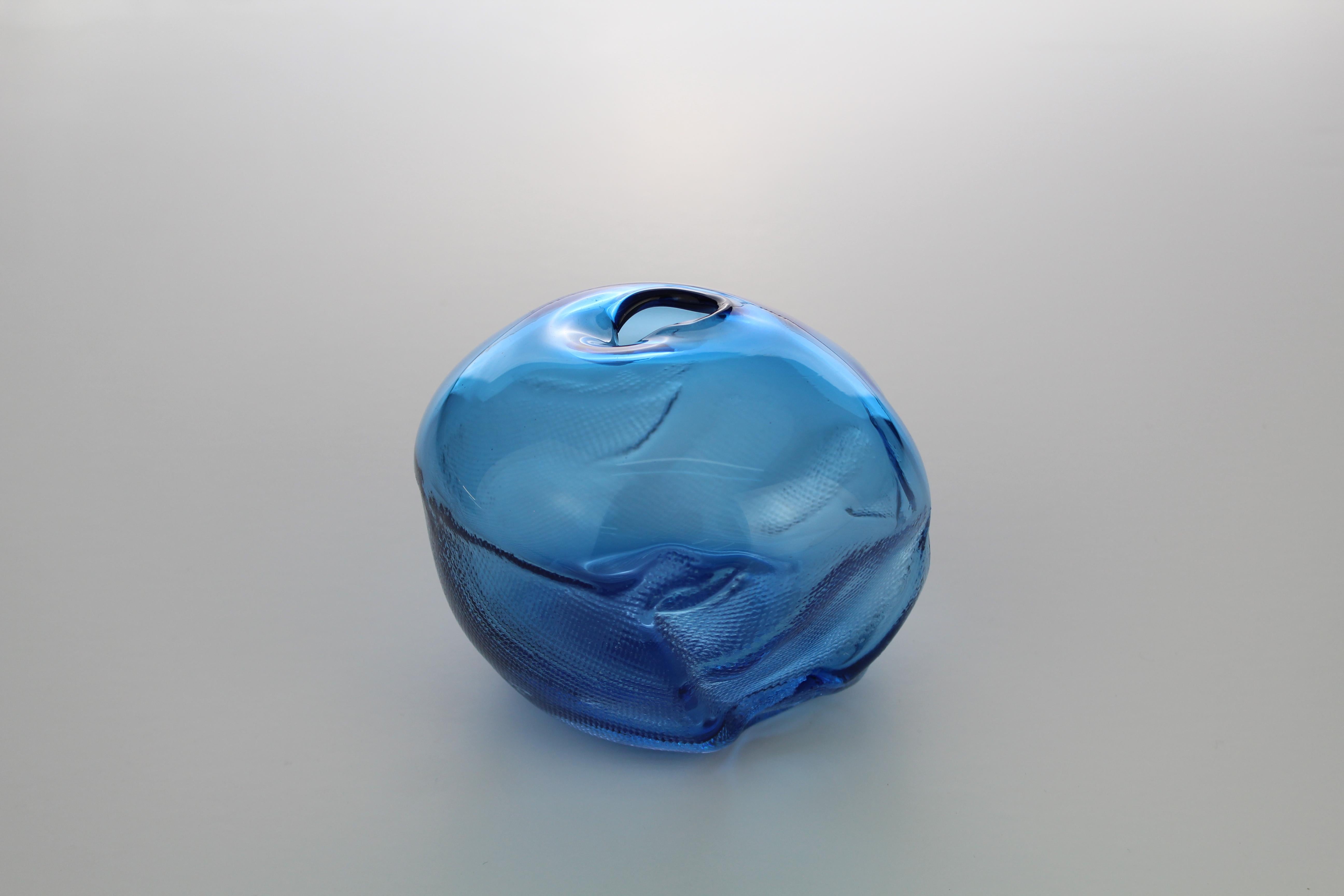 Hand-Crafted 1/2 Ltr Forms, Aquamarine Blue, Handmade Glass Object by Vogel Studio For Sale