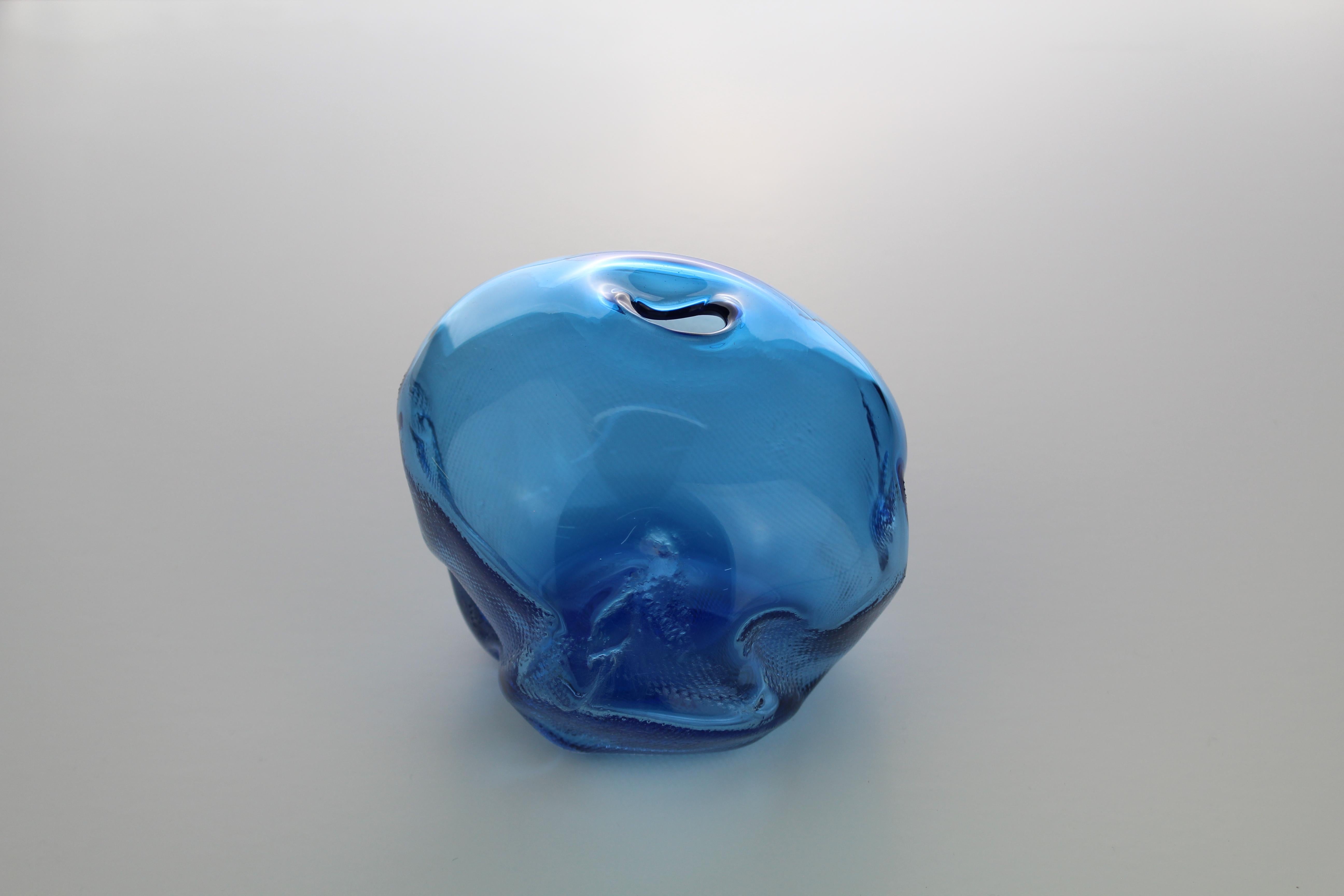 1/2 Ltr Forms, Aquamarine Blue, Handmade Glass Object by Vogel Studio In New Condition For Sale In Sarstedt, NI