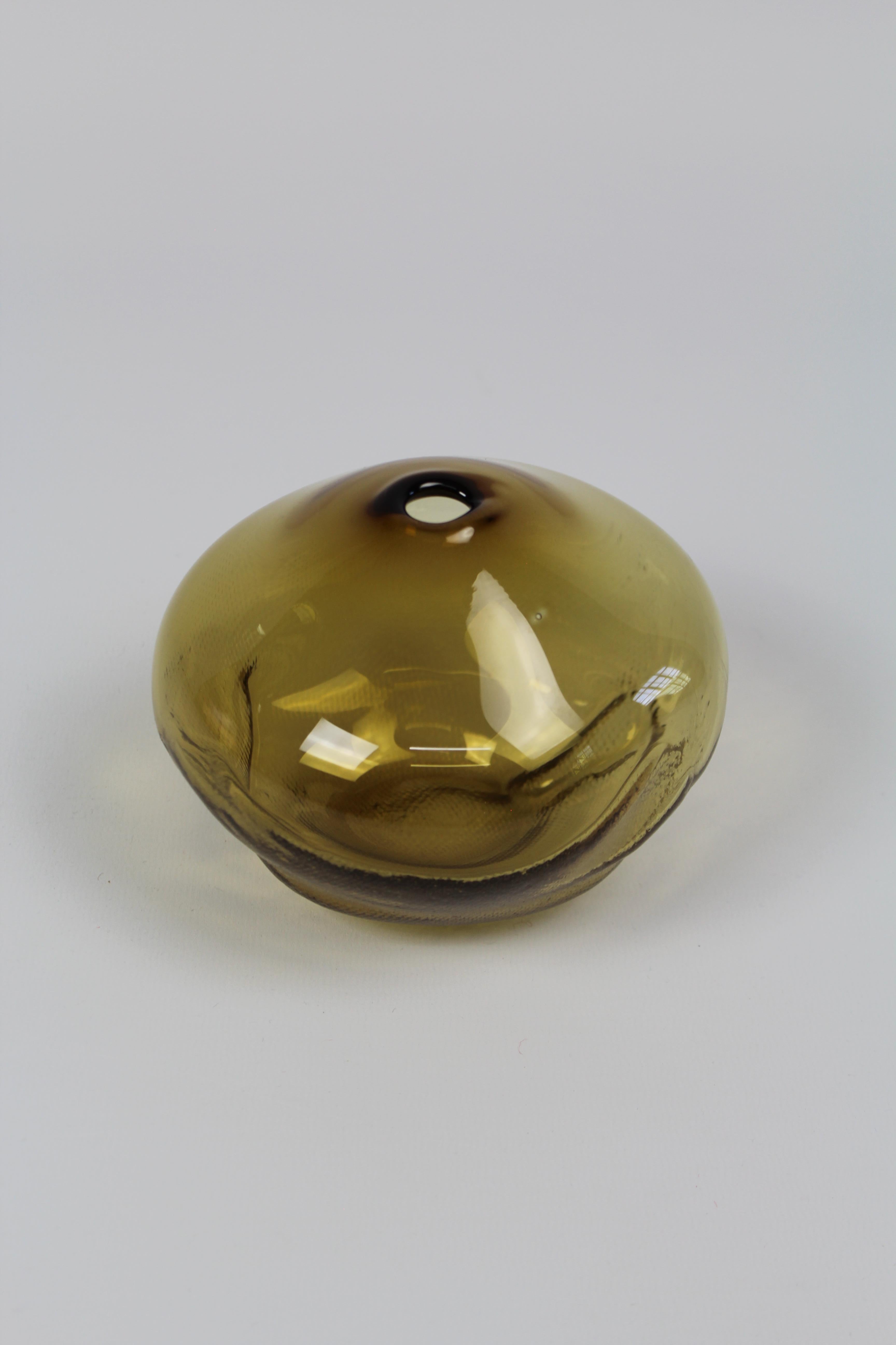 Swedish 1/2 Ltr Forms, Olive green, Handmade Glass Object by Vogel Studio For Sale