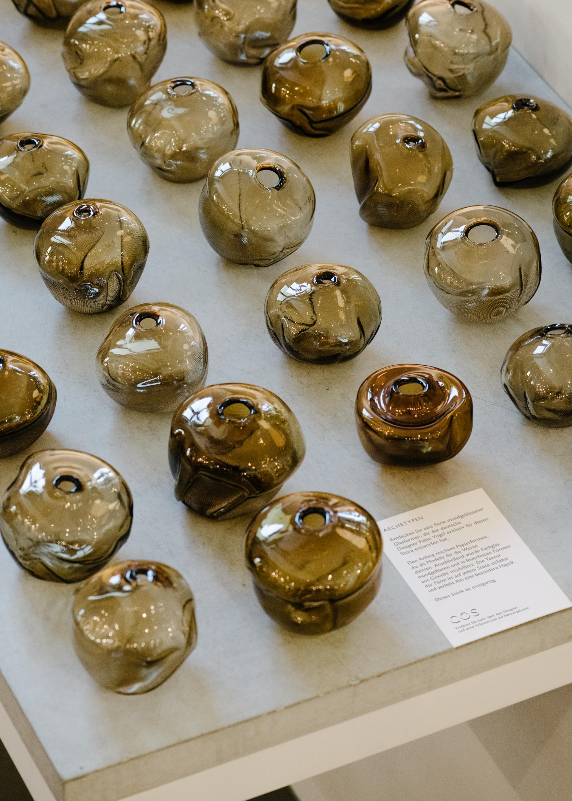 Post-Modern 1/2 Ltr Forms Gold Blown Glass Unique Decorative Object by Vogel Studio For Sale
