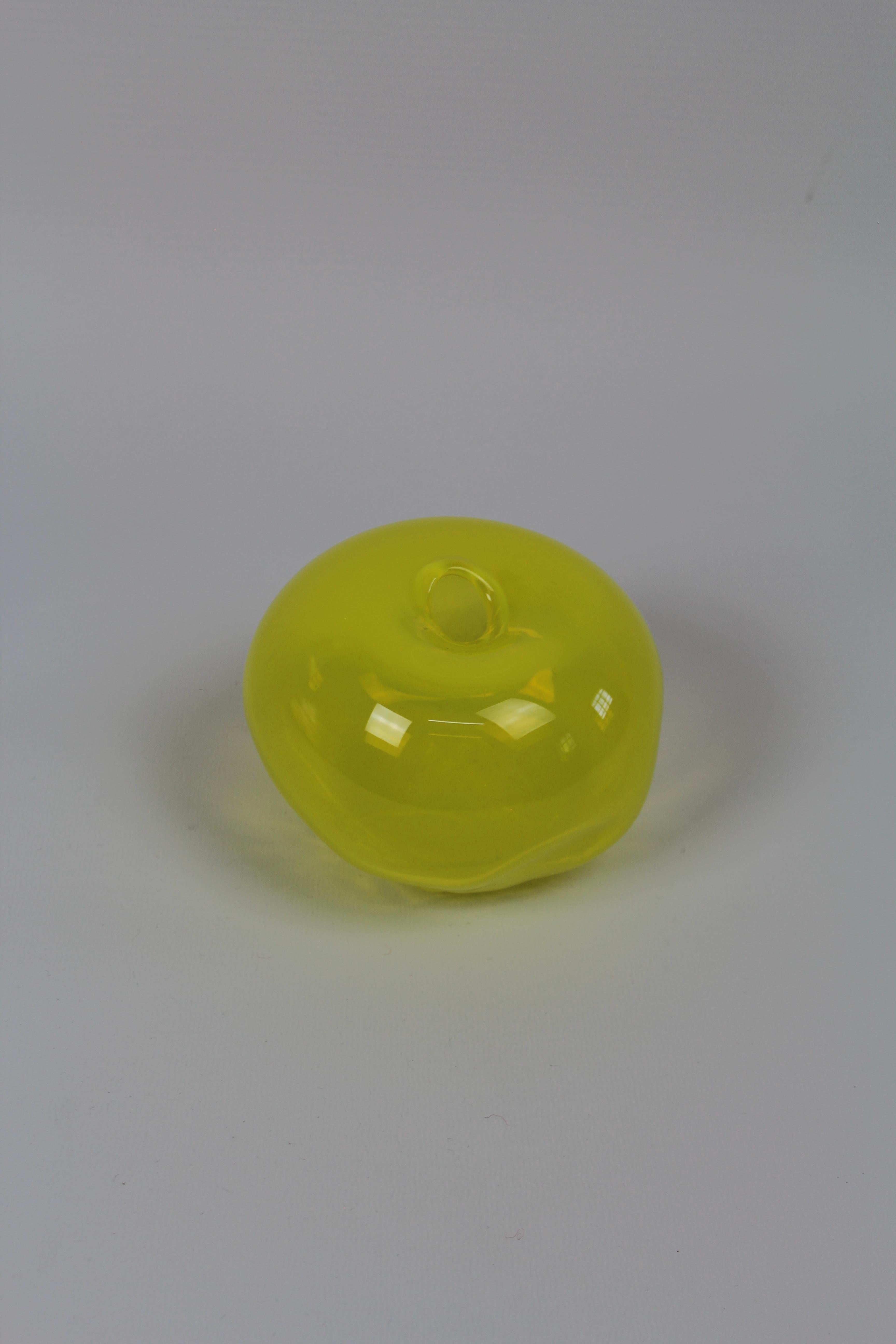 Swedish 1/2 Ltr Forms, Lemon Yellow, Handmade Glass Object by Vogel Studio For Sale