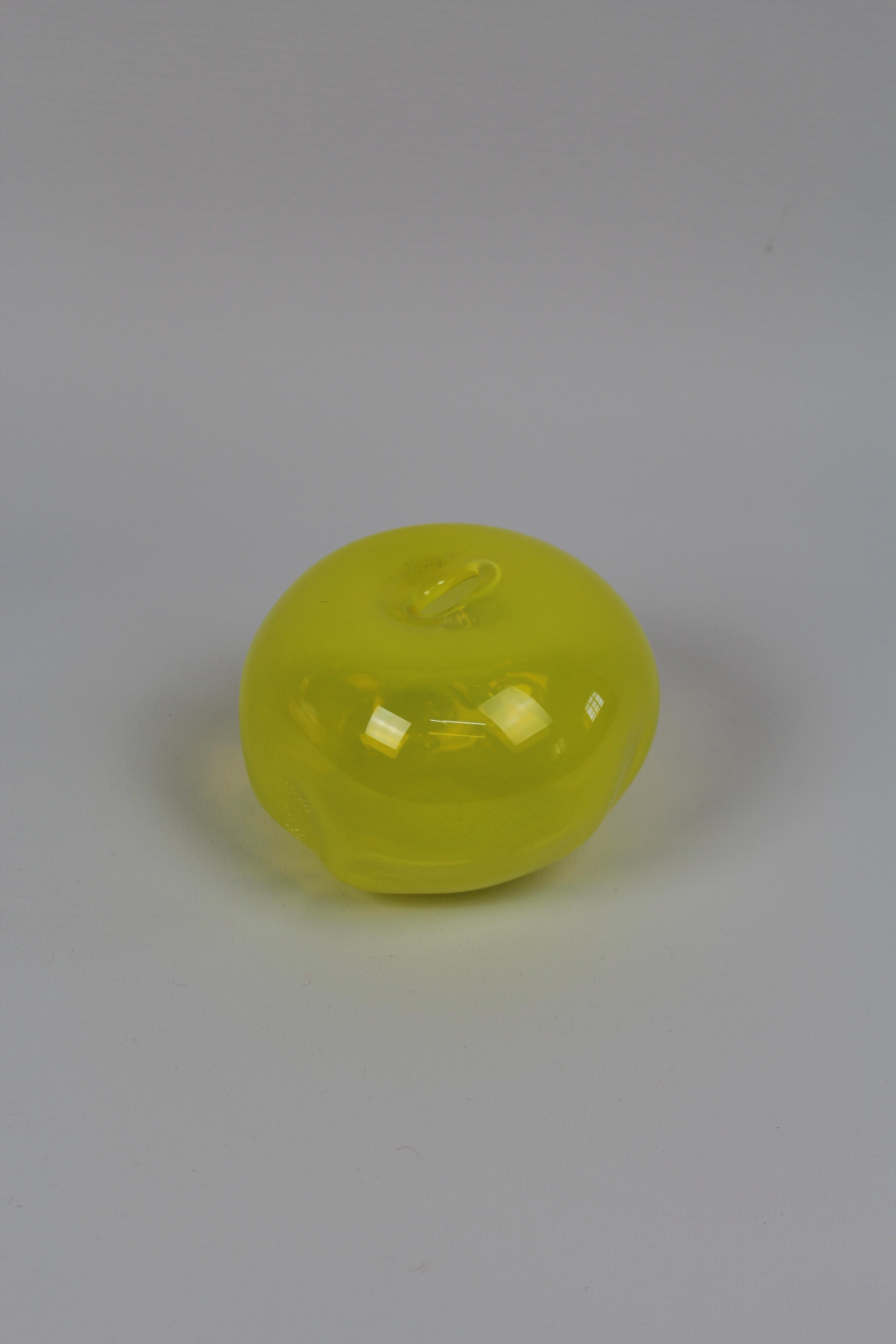 Hand-Crafted 1/2 Ltr Forms, Lemon Yellow, Handmade Glass Object by Vogel Studio For Sale