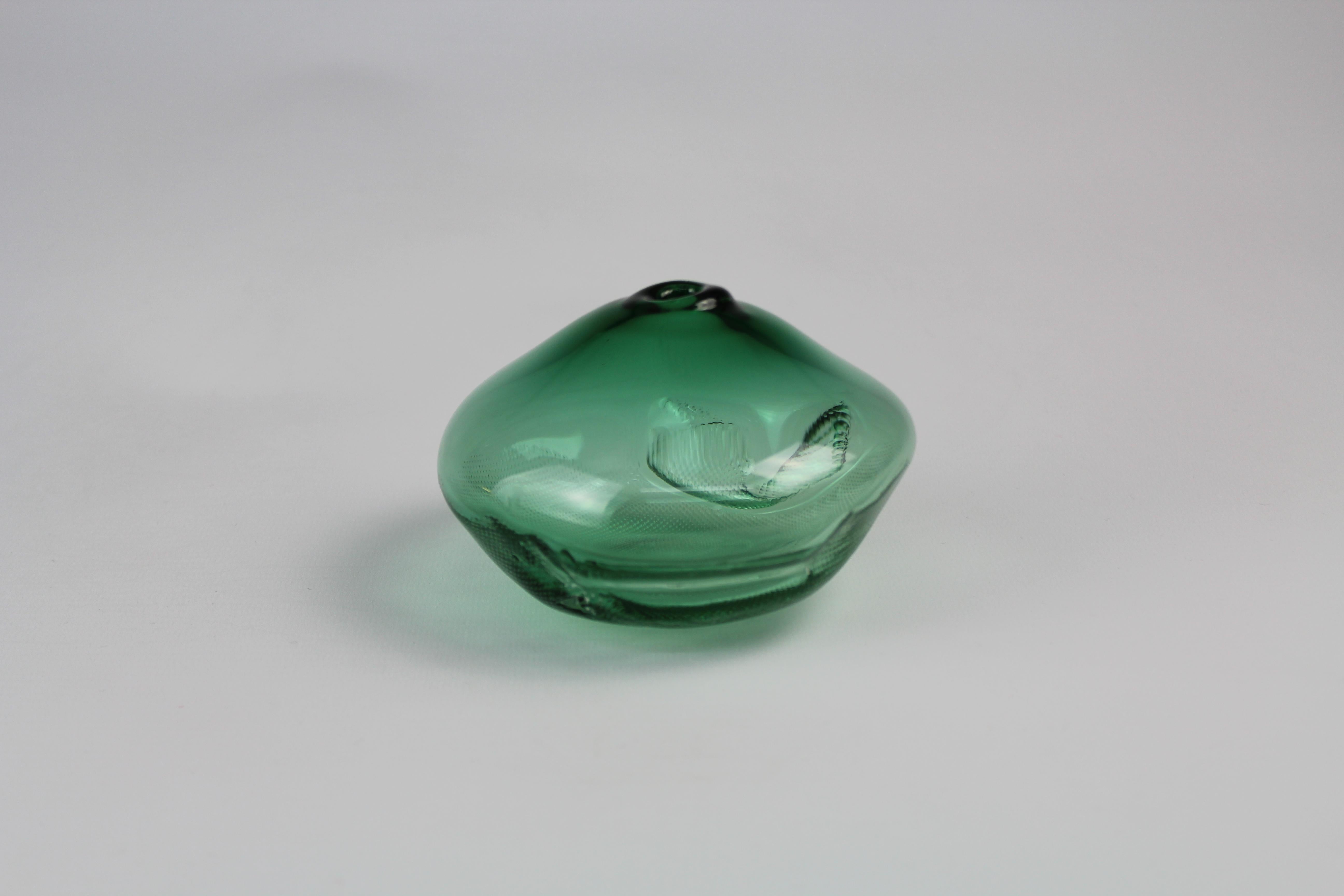 Swedish 1/2 Ltr Forms, Pine Tree Green, Handmade Glass Object by Vogel Studio For Sale