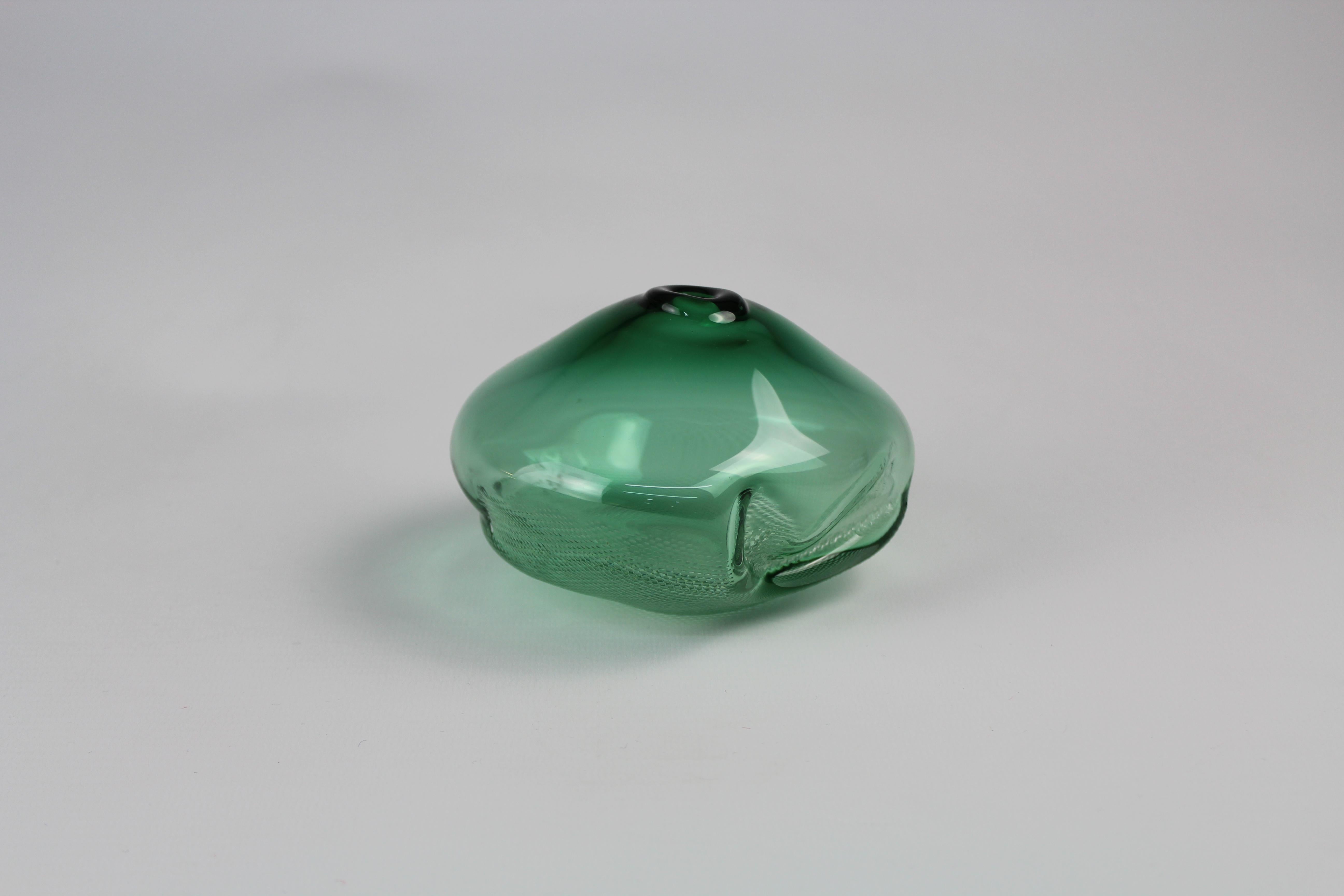Hand-Crafted 1/2 Ltr Forms, Pine Tree Green, Handmade Glass Object by Vogel Studio For Sale