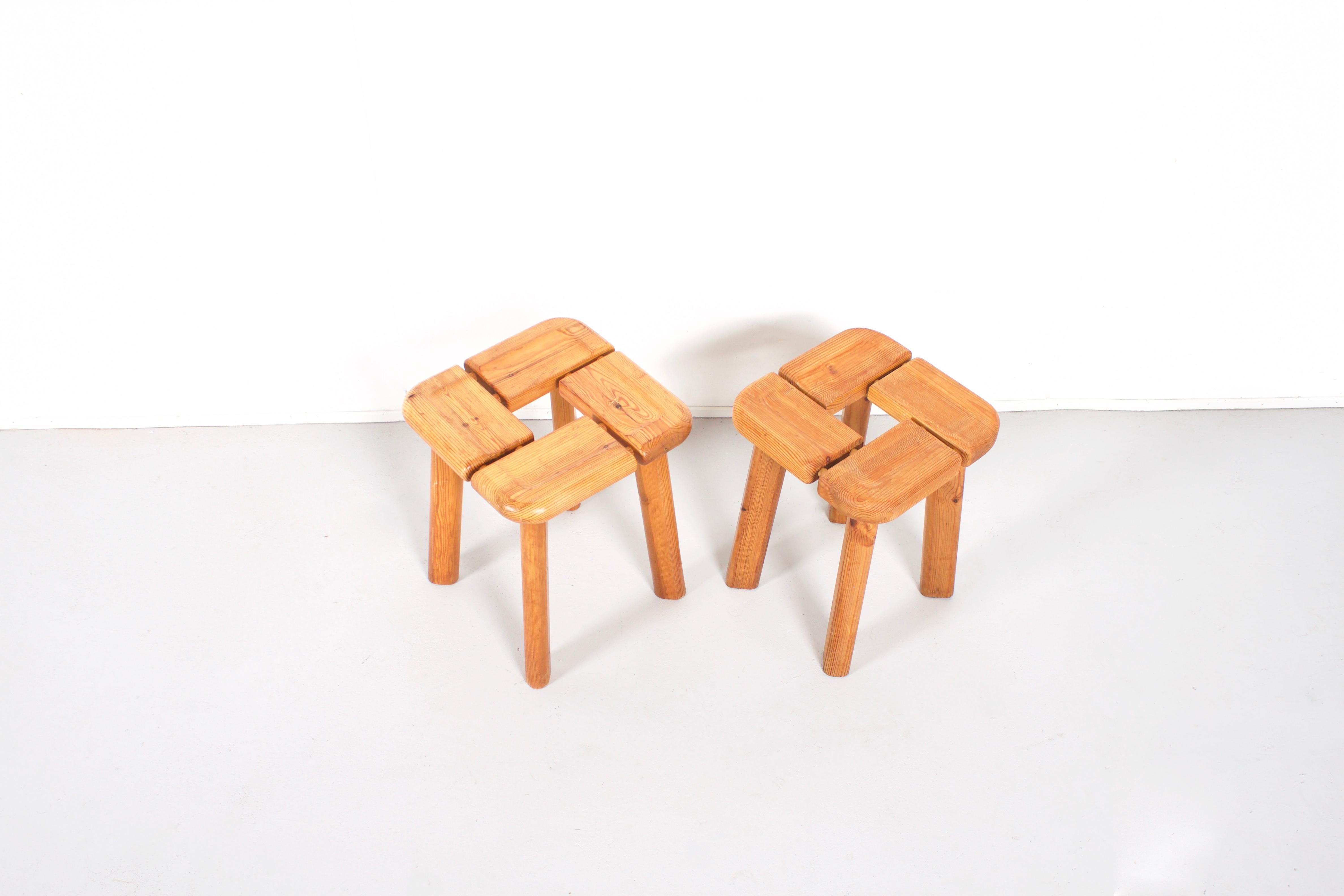 Danish 1/2 Pine Stools in the Style of Lisa Johansson-Pape