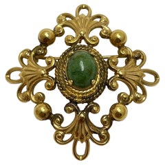 1/20 12kt firmato dal designer in oro riempito di giada verde croce maltese pendente
