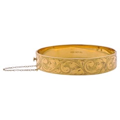 1/20 9ct Rolled Gold Scroll Engraved Bangle Bracelet