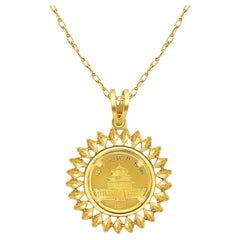 1/20OZ Chinese Panda Gold Coin with Aztec Bezel Necklace
