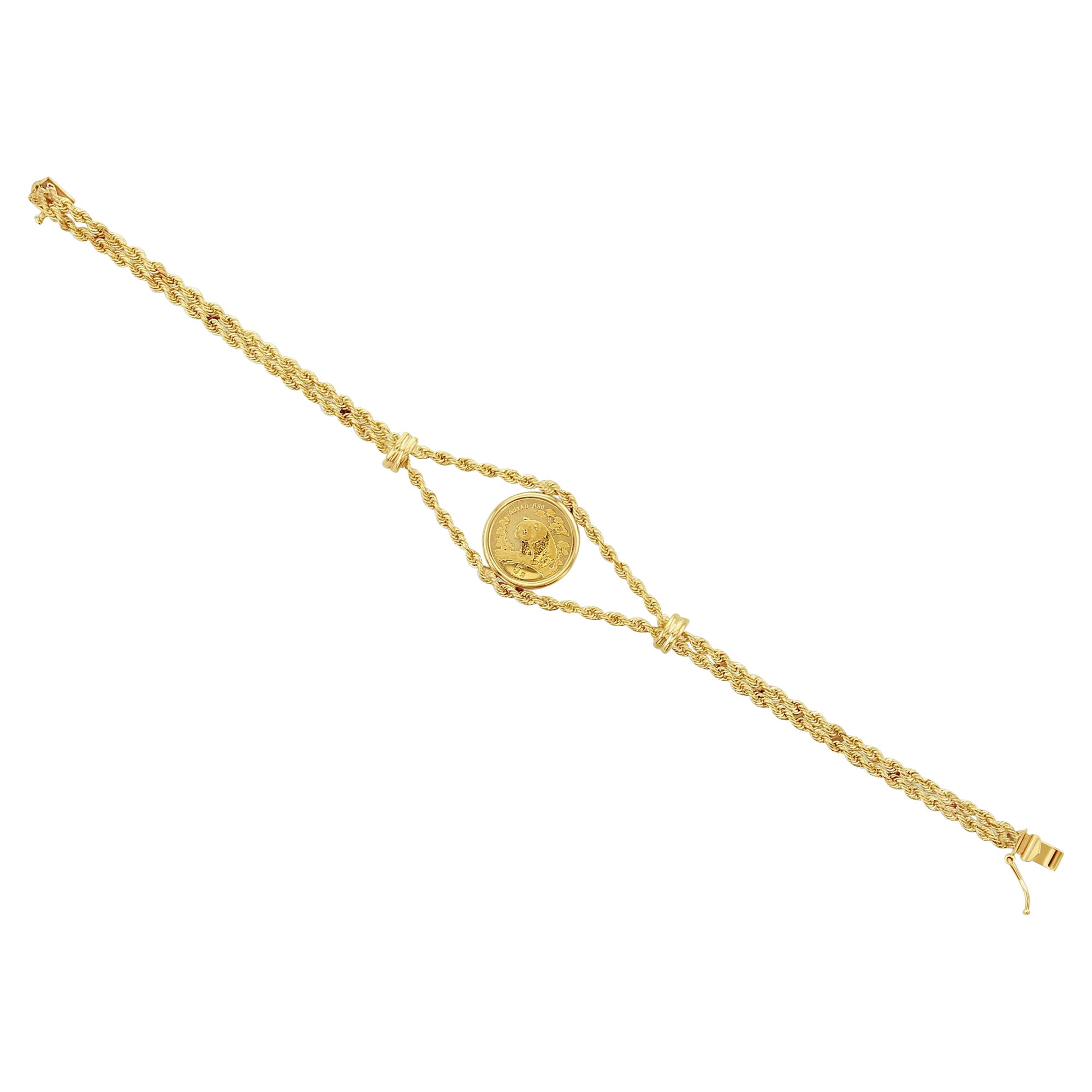 Pulsera de monedas Panda de 1/20OZ con bisel pulido en venta