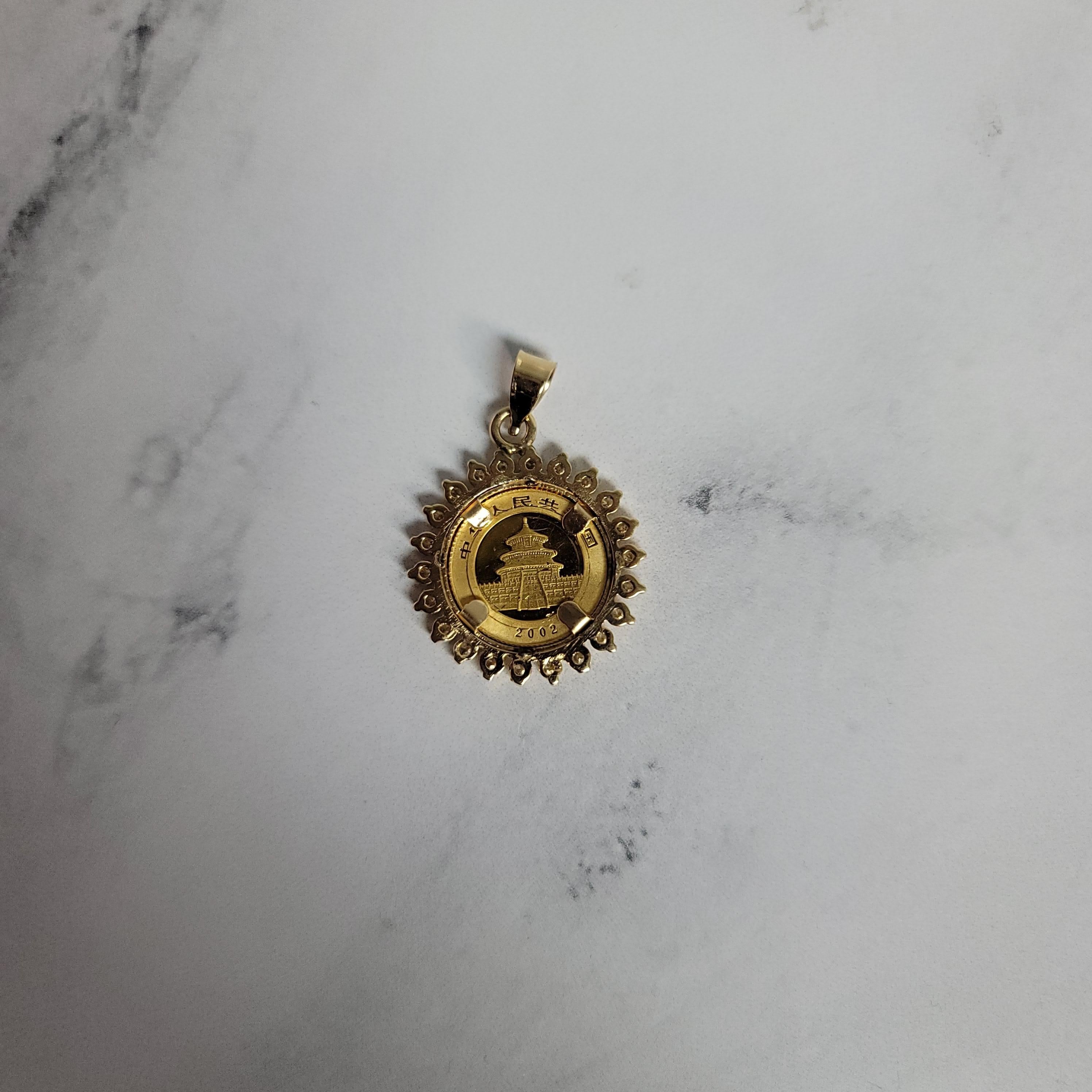 Collana di diamanti in oro fino da 1/20oz Panda Coin In condizioni Nuovo in vendita a Sugar Land, TX