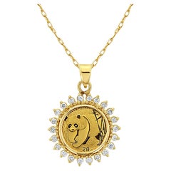 1/20oz Panda Coin Fine Gold Diamond Necklace