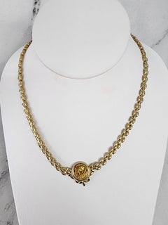 1/20OZ Panda Coin Necklace with 14k Yellow Gold Polished Link Chain- signet pend