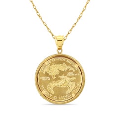 1/2OZ Feines Gold Lady Liberty Medaillon mit polierter Lünette Halskette