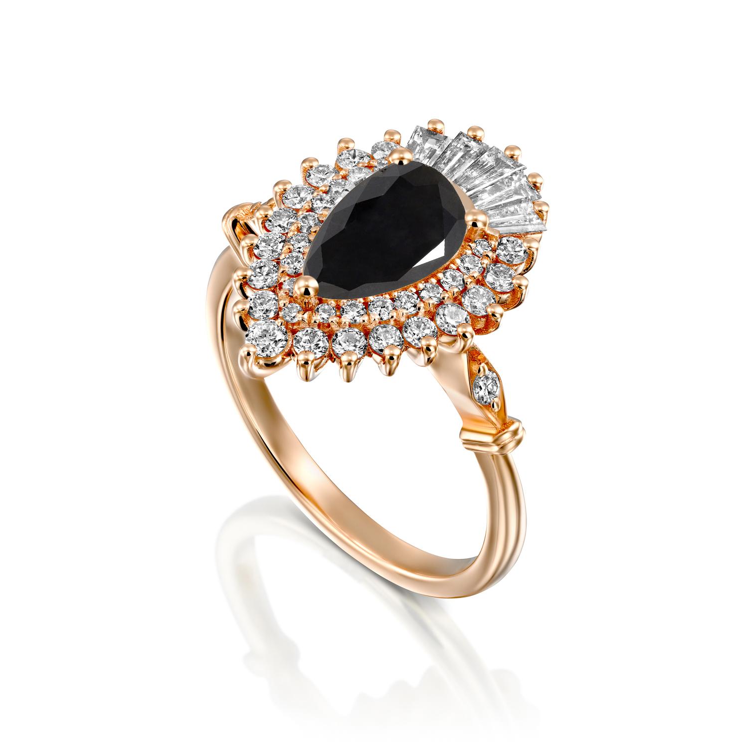 3 carat black diamond engagement ring