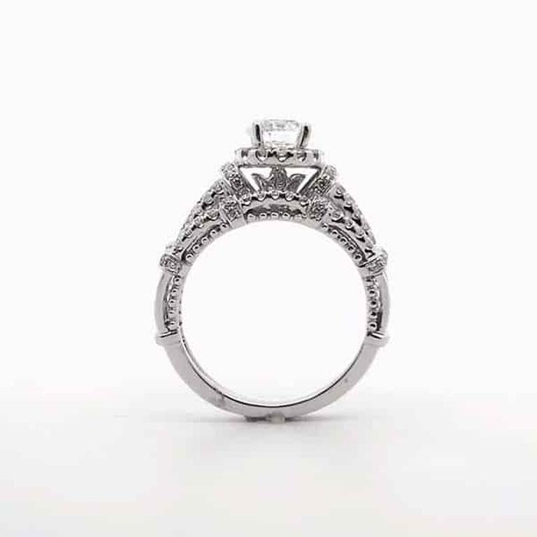 Round Cut 1 3/4 Carat 2 Piece Diamond Halo Wedding Ring For Sale