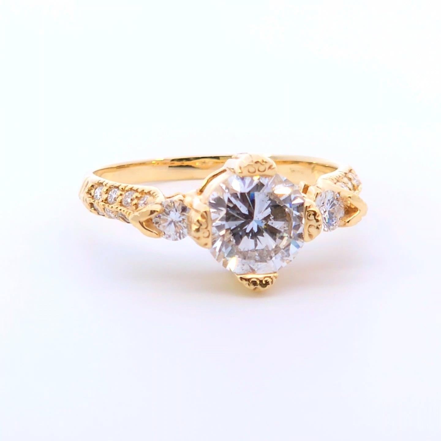 Anello da 1 3/4 ct con diamante di design 18K In condizioni Nuovo in vendita a Tustin, CA