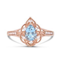 1-3/4 ct. Pear-Cut Aquamarine and Diamond Accent 14K Rose Gold Ring