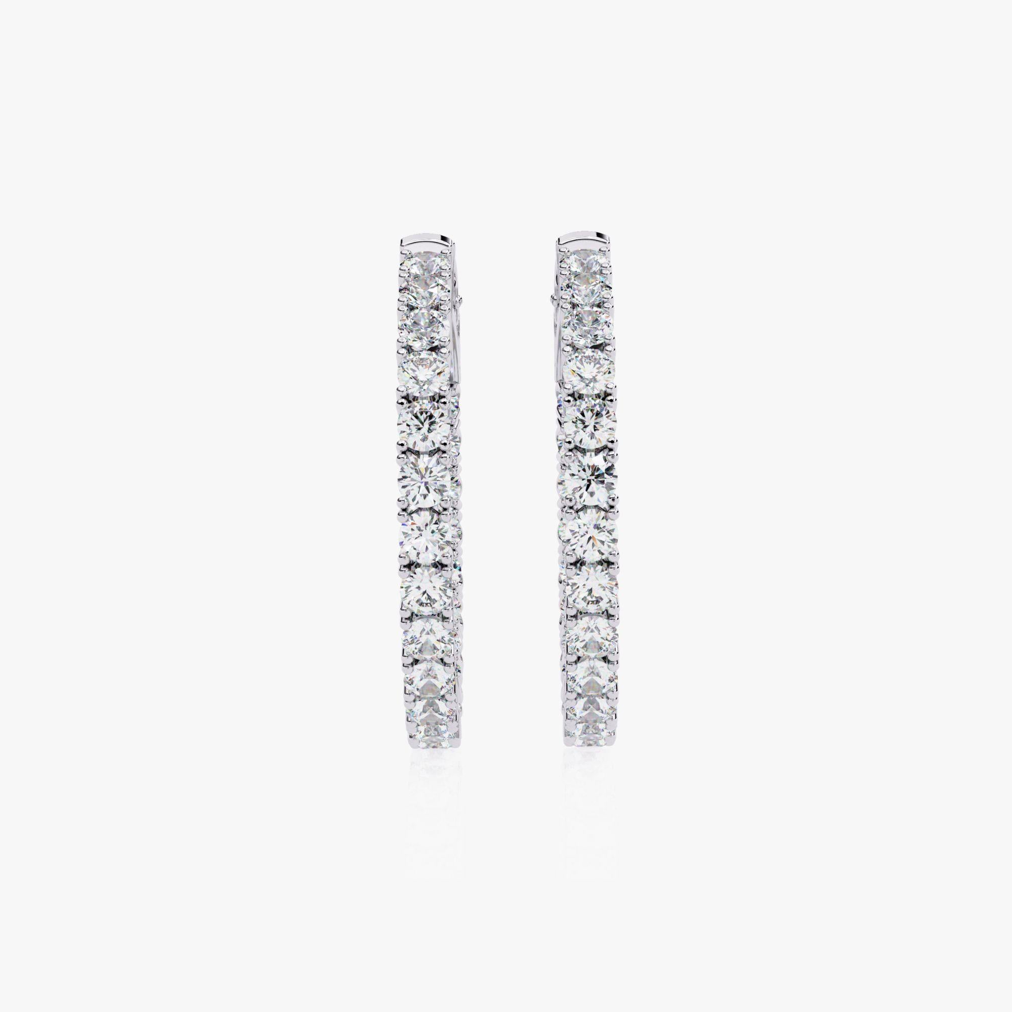 Contemporaneo Orecchini a cerchio grandi con diamante Inside Out da 1 3/4 Ctw in oro massiccio 14K, SI GH in vendita