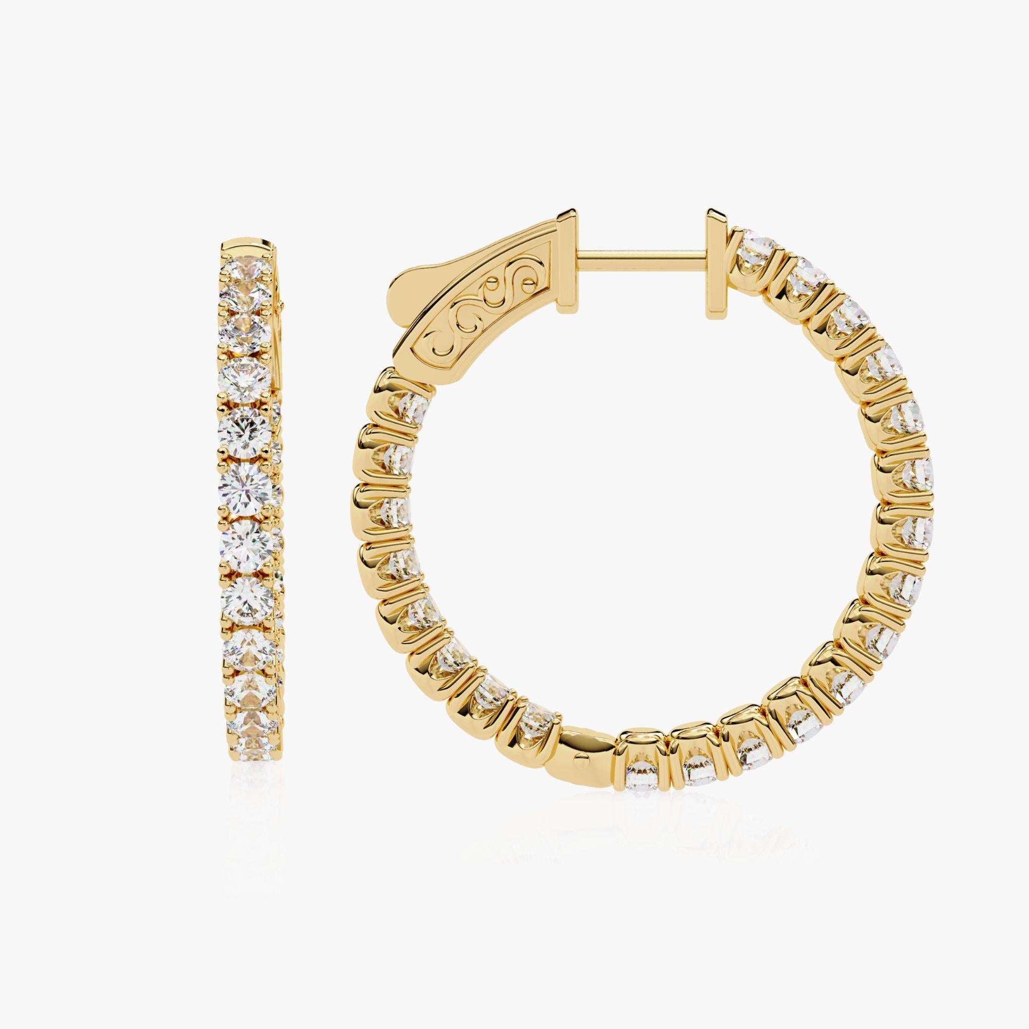 Orecchini a cerchio grandi con diamante Inside Out da 1 3/4 Ctw in oro massiccio 14K, SI GH In condizioni Nuovo in vendita a New York, NY