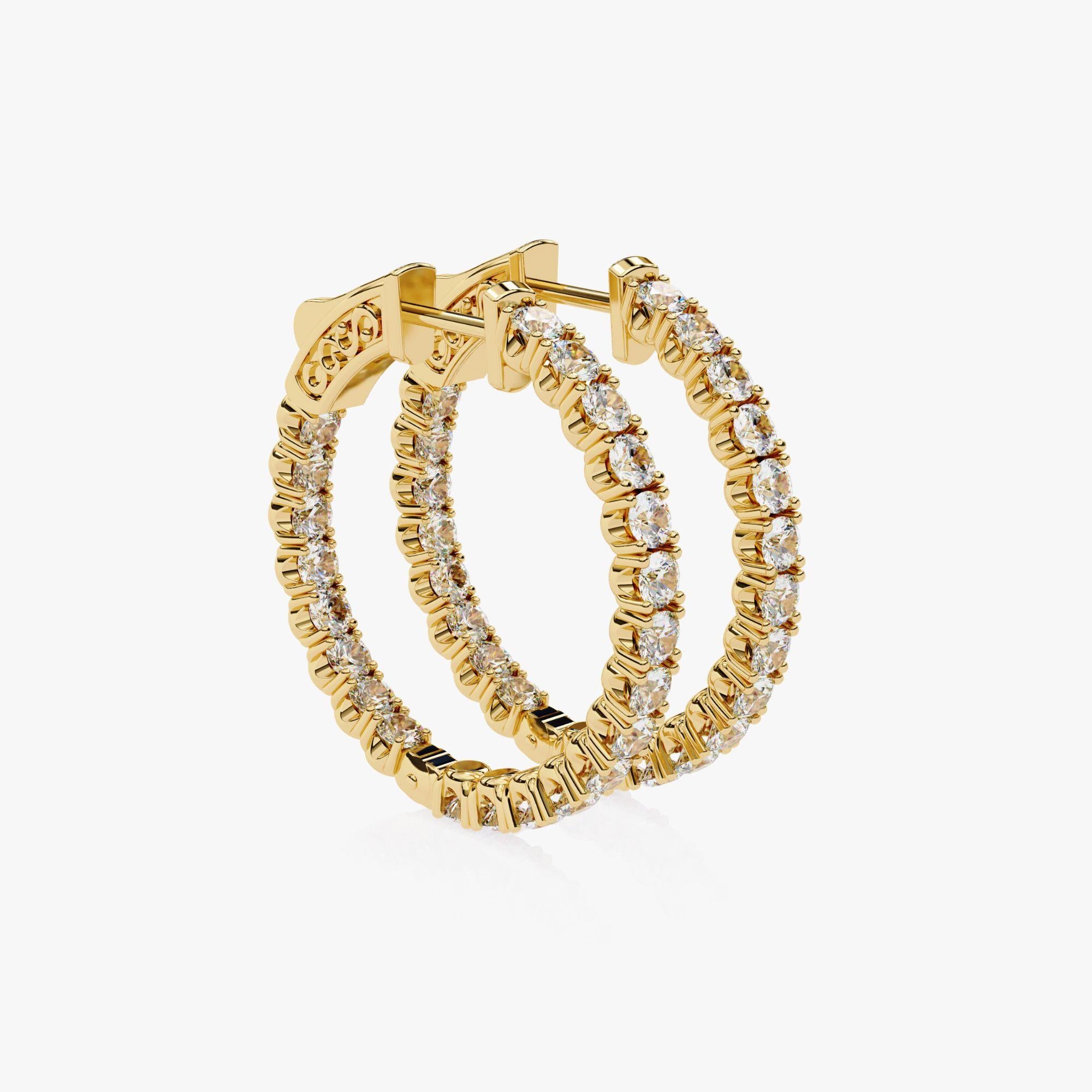 da uomo o donna Orecchini a cerchio grandi con diamante Inside Out da 1 3/4 Ctw in oro massiccio 14K, SI GH in vendita