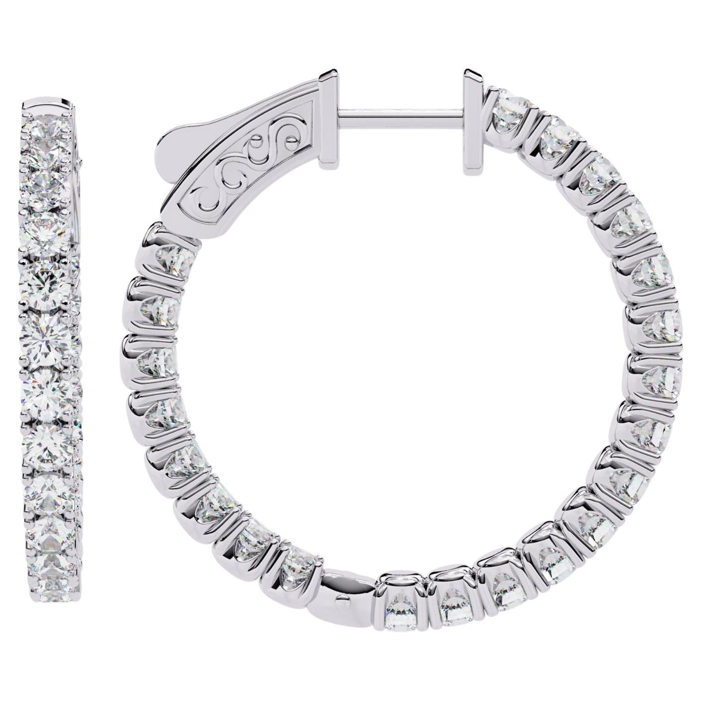 1 3/4 Ctw Inside Out Diamond Large Hoops Earrings 14K Solid Gold, SI GH