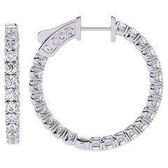 1 3/4 Ctw Inside Out Diamond Large Hoops Earrings 14K Solid Gold, SI GH