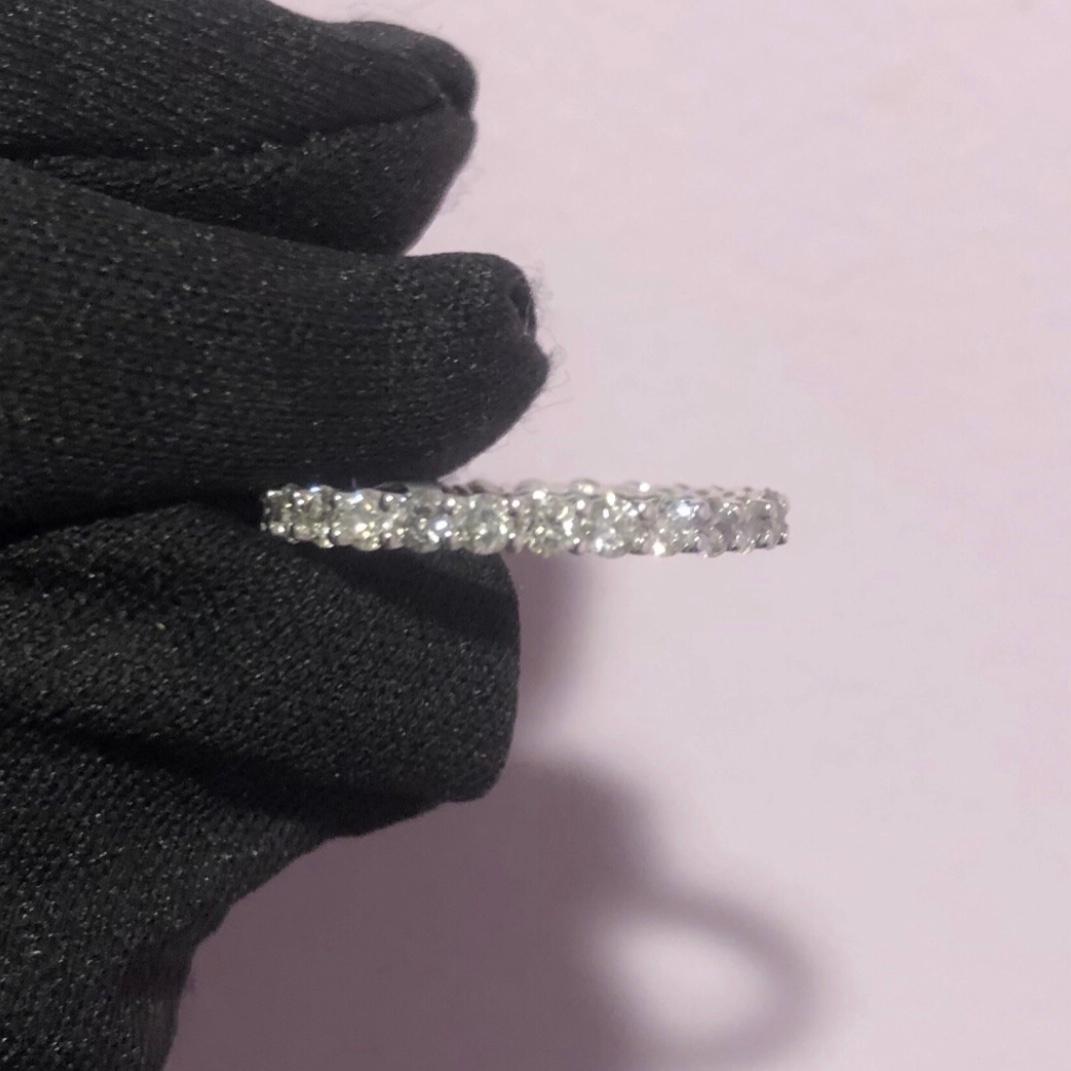 1 3/5 Carat Ct Natural Real Round Diamond Eternity Band Ring 14k White Gold 2  In New Condition For Sale In New York, NY