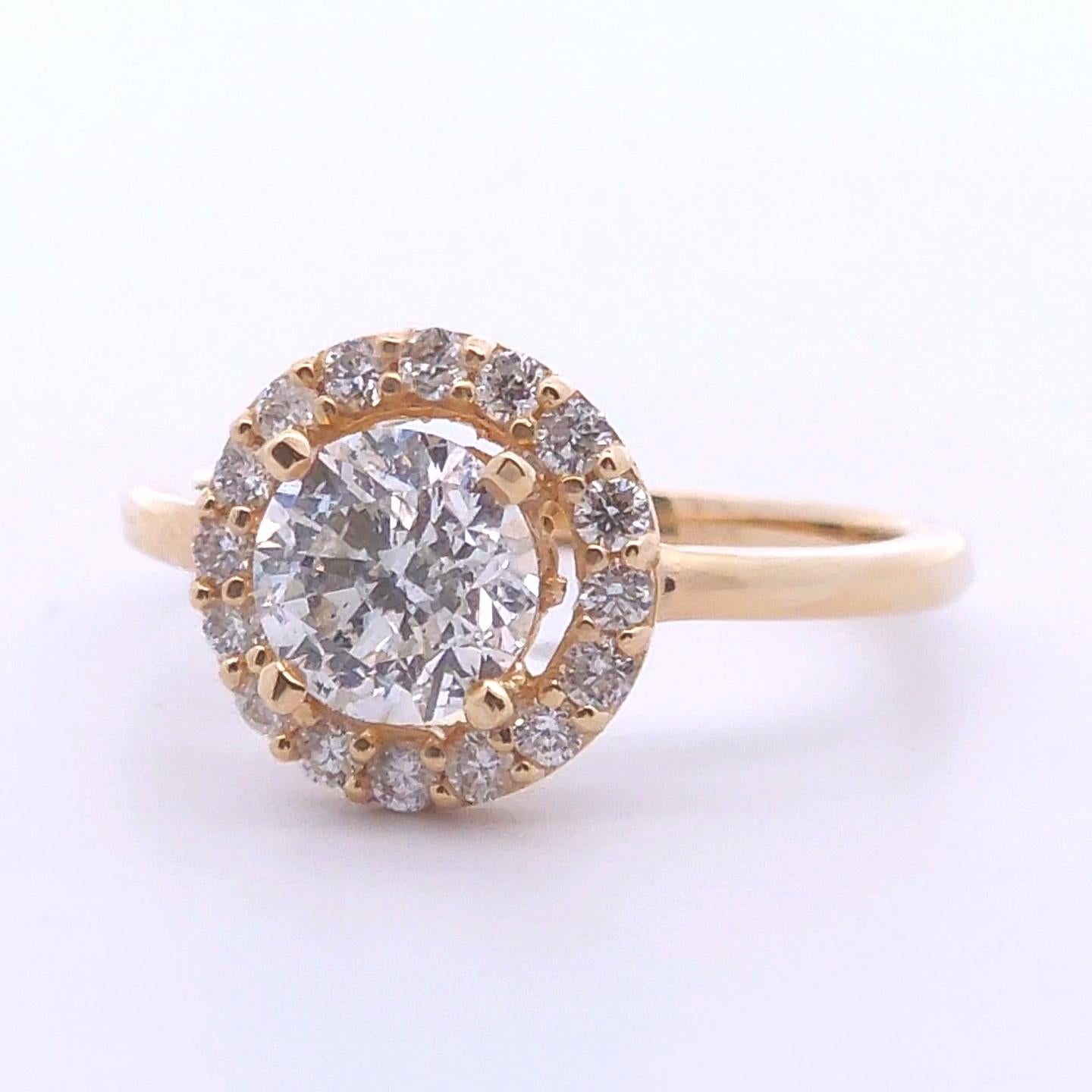 1 3/8 Carat Diamond Halo Ring in 14k Gold In New Condition For Sale In Tustin, CA