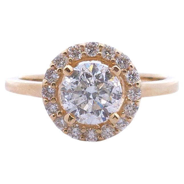 1 3/8 Carat Diamond Halo Ring in 14k Gold