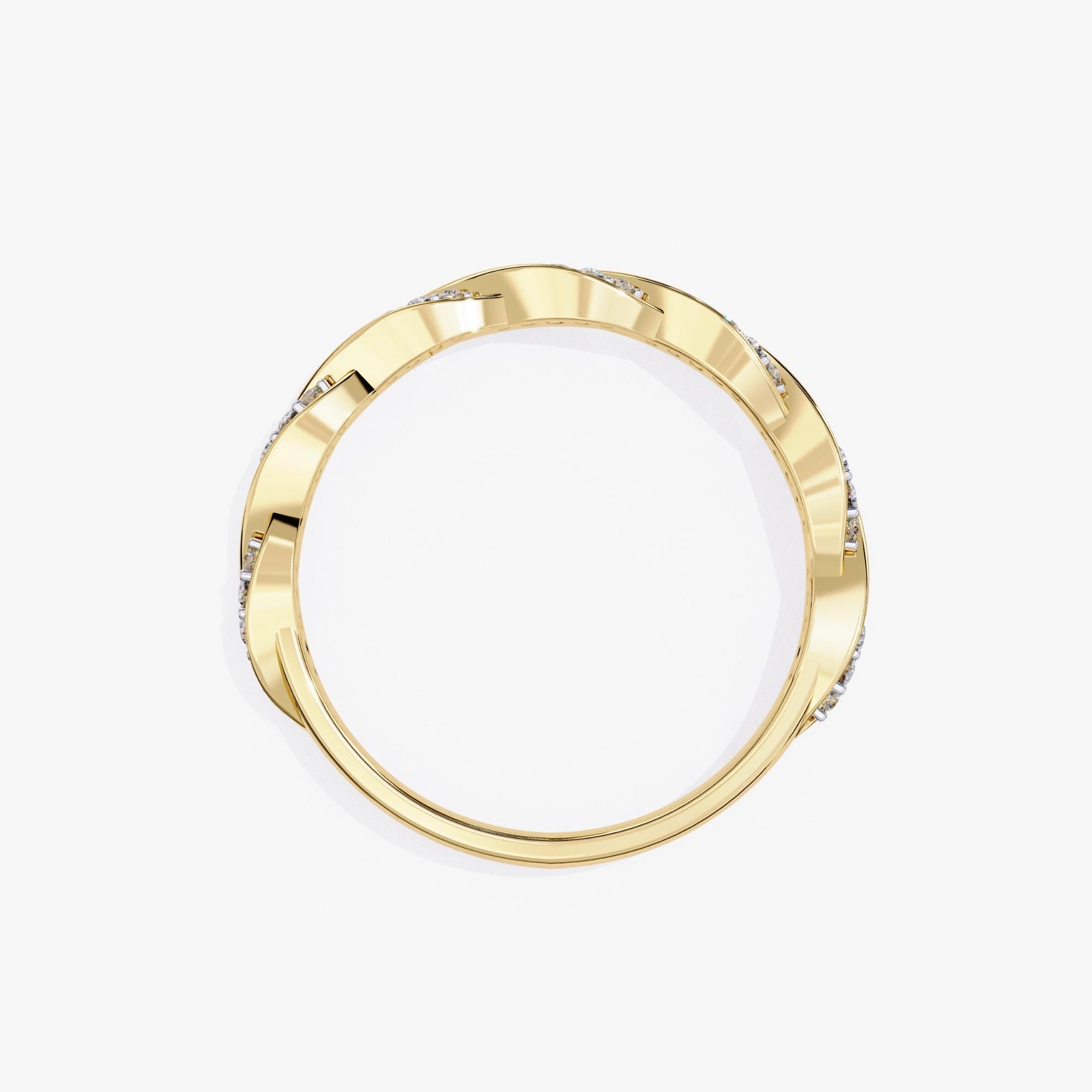 1/3 Karat, 14K Gold, Diamantband, Weinreben-Design, gedrehtes Design  (Zeitgenössisch) im Angebot