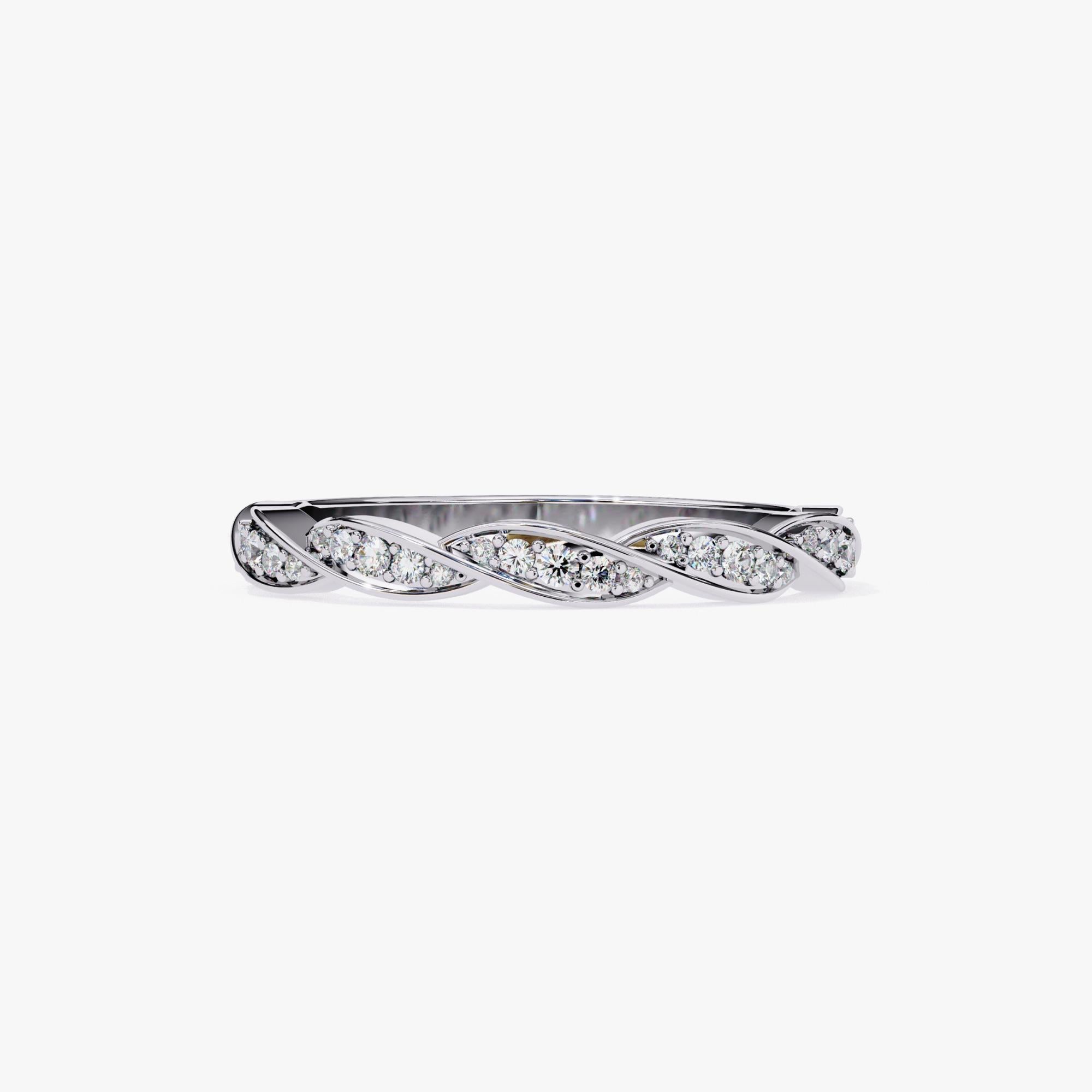 Brilliant Cut 1/3 Carat, 14K Gold, Diamond Band, Vine Design, Twist Design For Sale