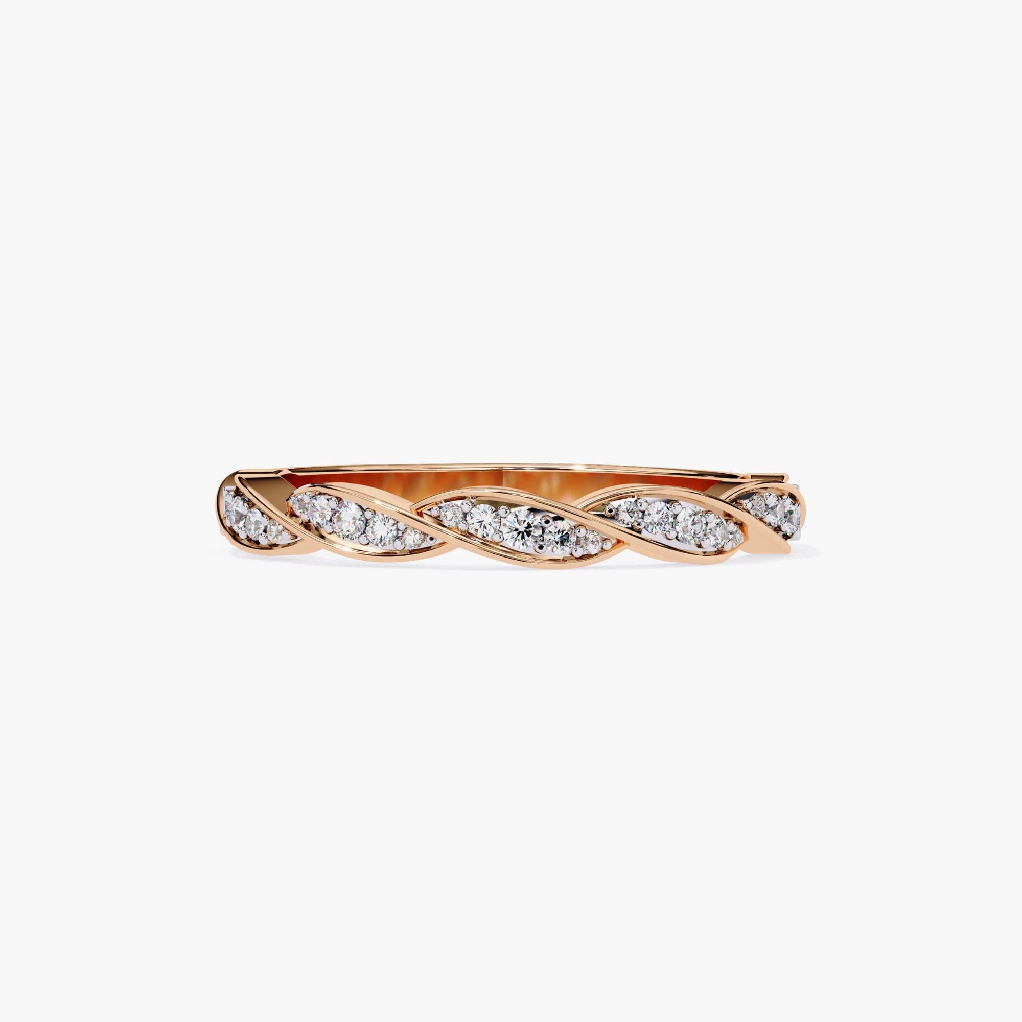 1/3 Karat, 14K Gold, Diamantband, Weinreben-Design, gedrehtes Design  im Zustand „Neu“ im Angebot in New York, NY