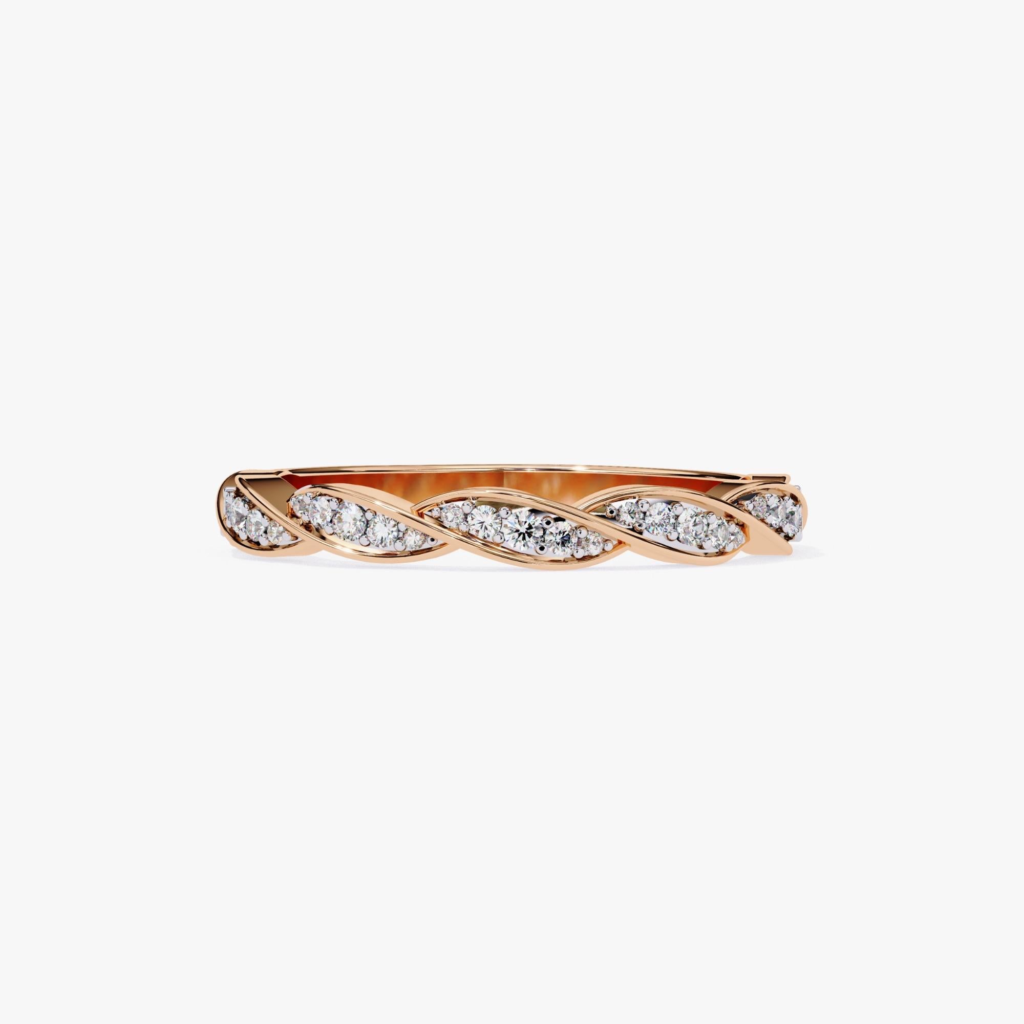 1/3 Carat, 14K Gold, Diamond Band, Vine Design, Twist Design In New Condition For Sale In New York, NY