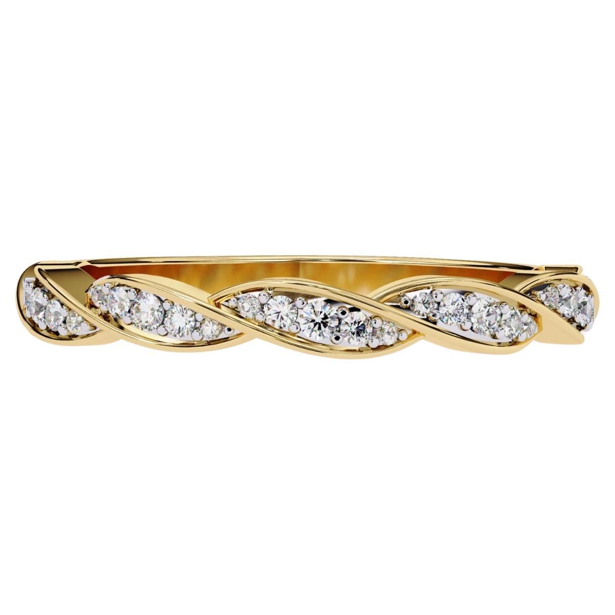 1/3 Karat, 14K Gold, Diamantband, Weinreben-Design, gedrehtes Design  im Angebot