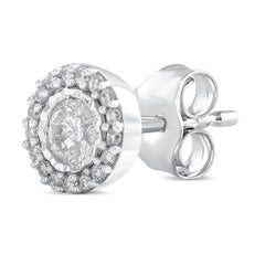 1/3 Carat Certified Round Diamond Stud Halo Earring 14 Karat Gold