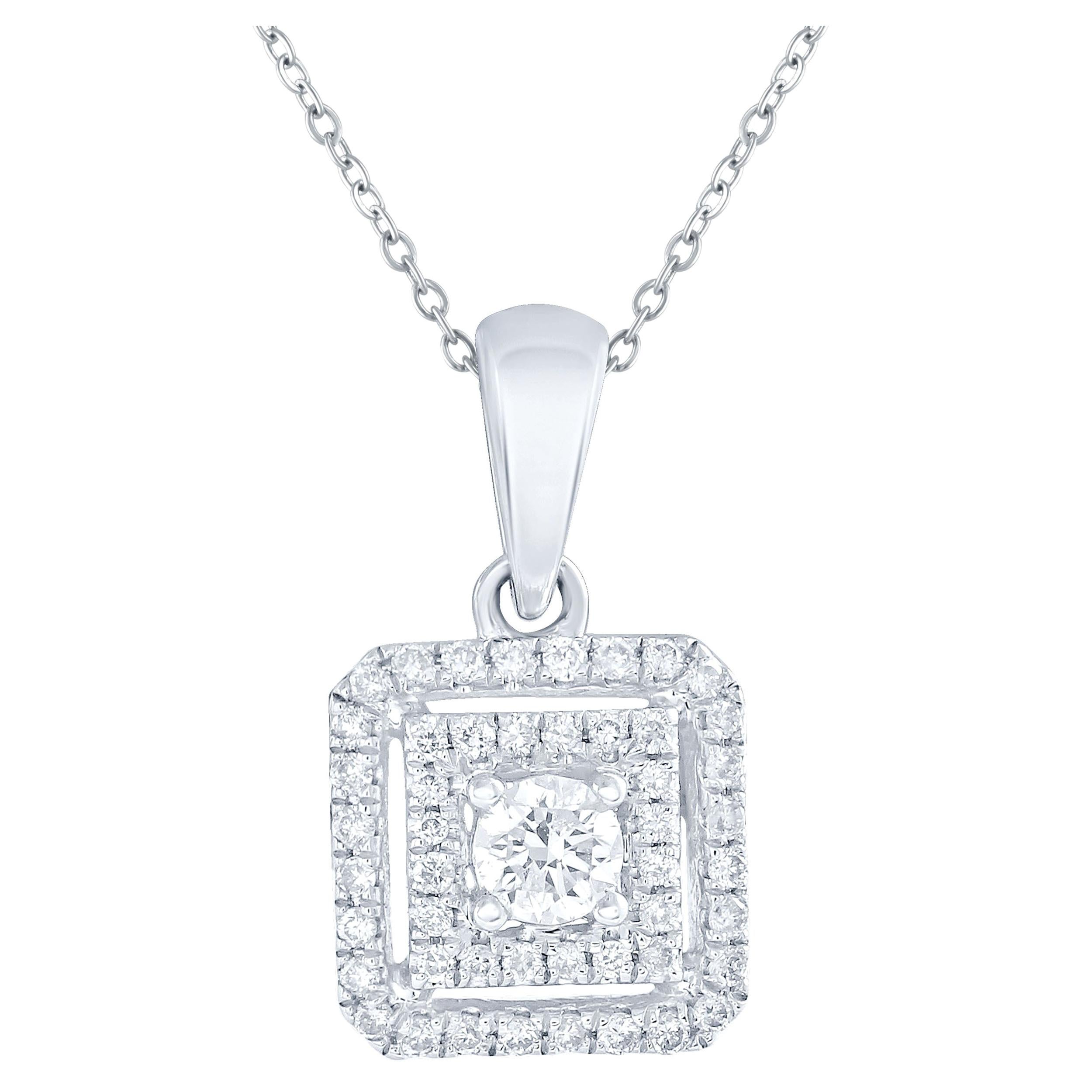 1/3 carat Certified Diamond Square Pendant in 18 Karat For Sale