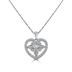 1/3 Carat Heart Shape Diamond Pendant Necklace in 18K White Gold