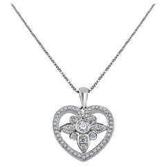 1/3 Carat Heart Shape Diamond Pendant Necklace in 18K White Gold